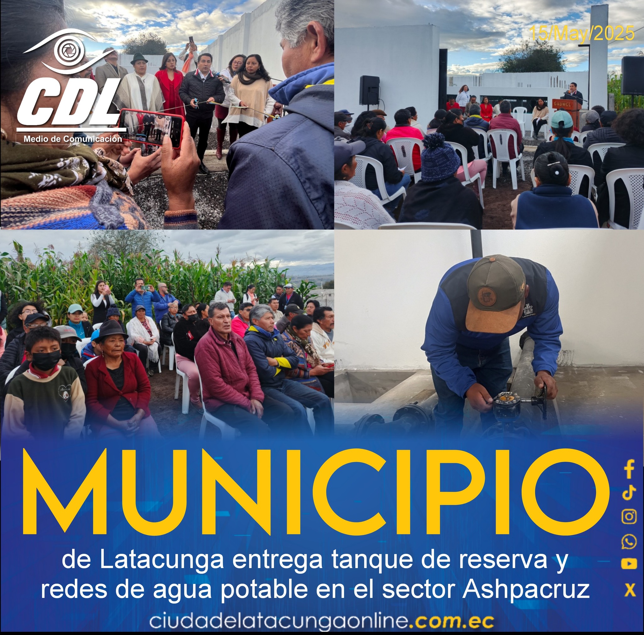 Municipio de Latacunga entrega tanque de reserva y redes de agua potable en el sector Ashpacruz