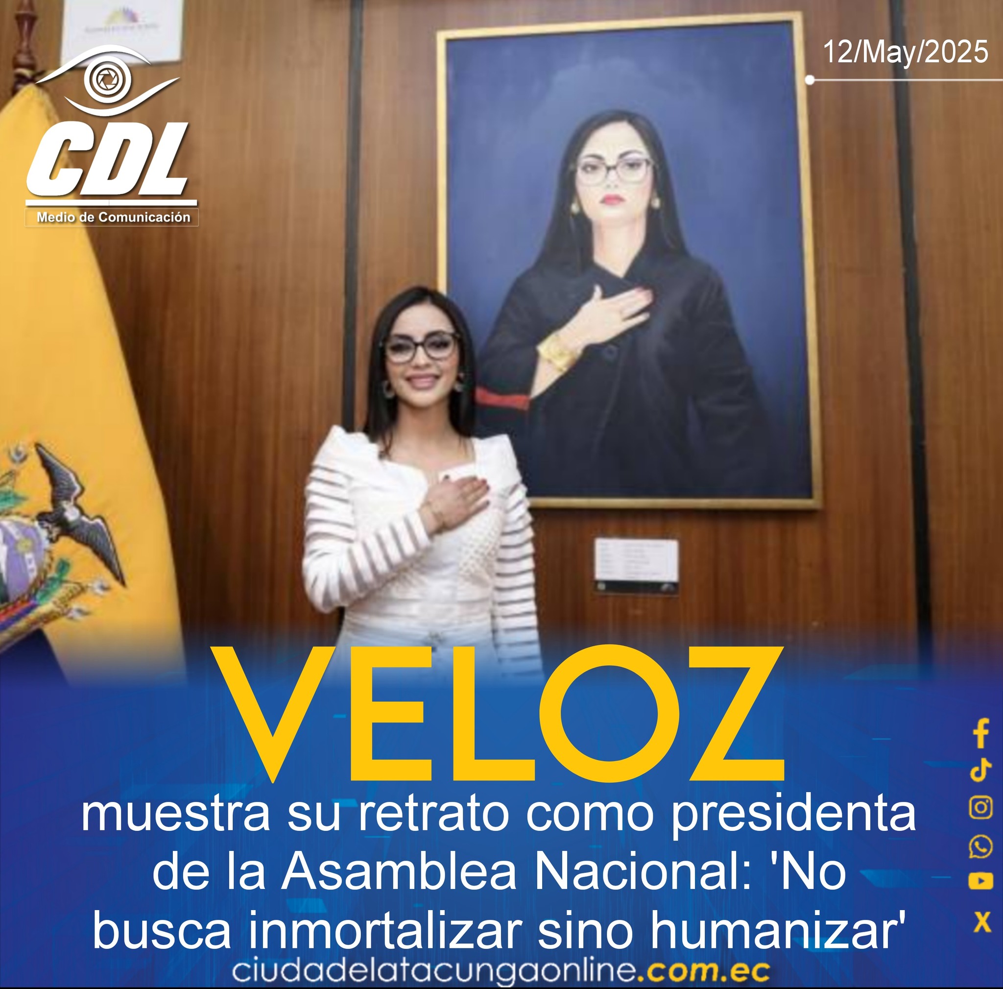 Viviana Veloz muestra su retrato como presidenta de la Asamblea Nacional: ‘No busca inmortalizar sino humanizar’