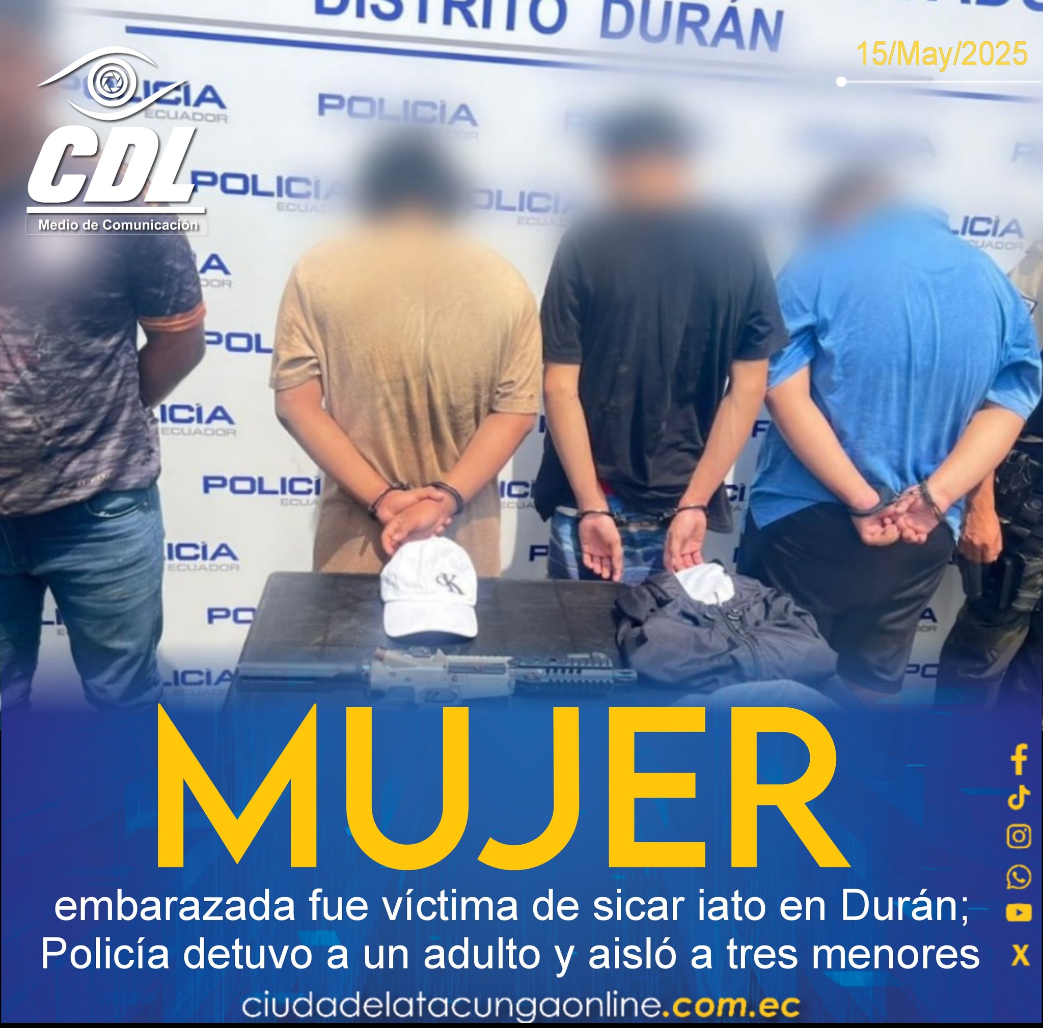 Mujer embarazada fue víctima de sicariato en Durán; Policía detuvo a un adulto y aisló a tres menores