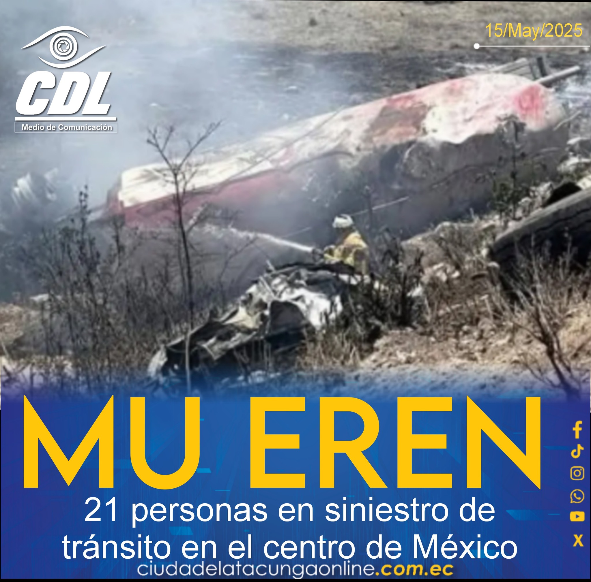 Mueren 21 personas en siniestro de tránsito en el centro de México