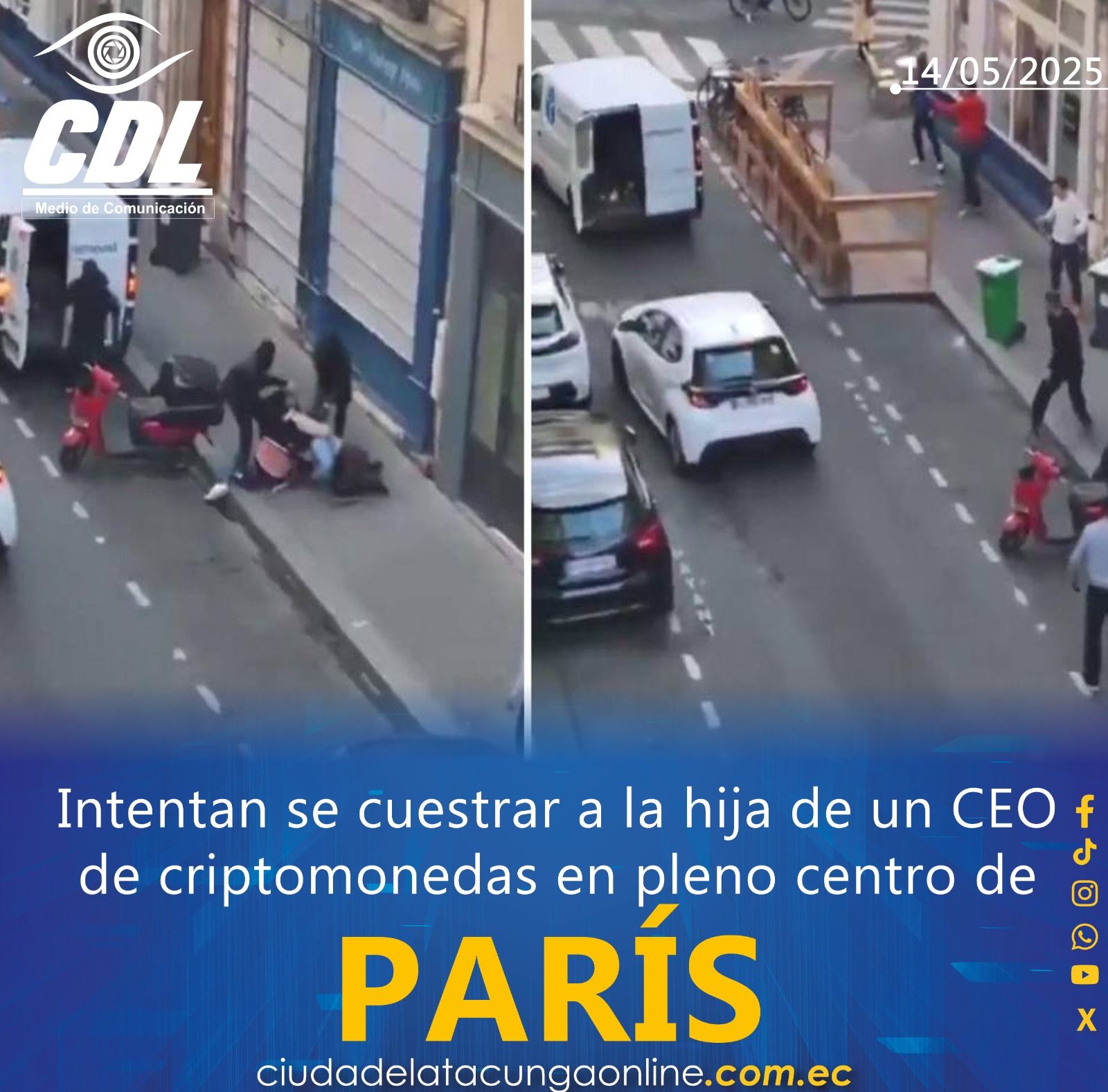 Intentan secuestrar a la hija de un CEO de criptomonedas en pleno centro de París