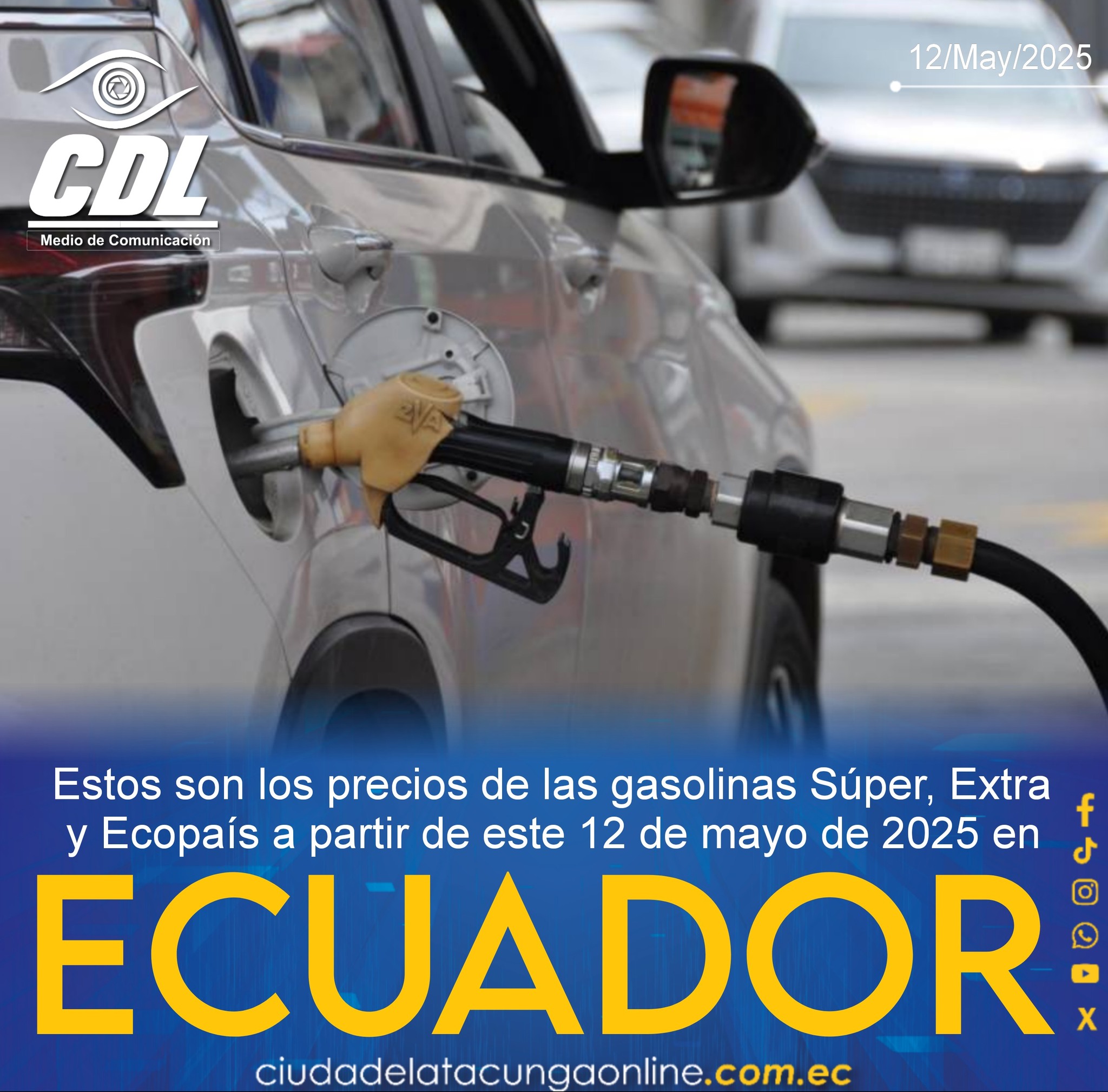 Estos son los precios de las gasolinas Súper, Extra y Ecopaís a partir de este 12 de mayo de 2025 en Ecuador