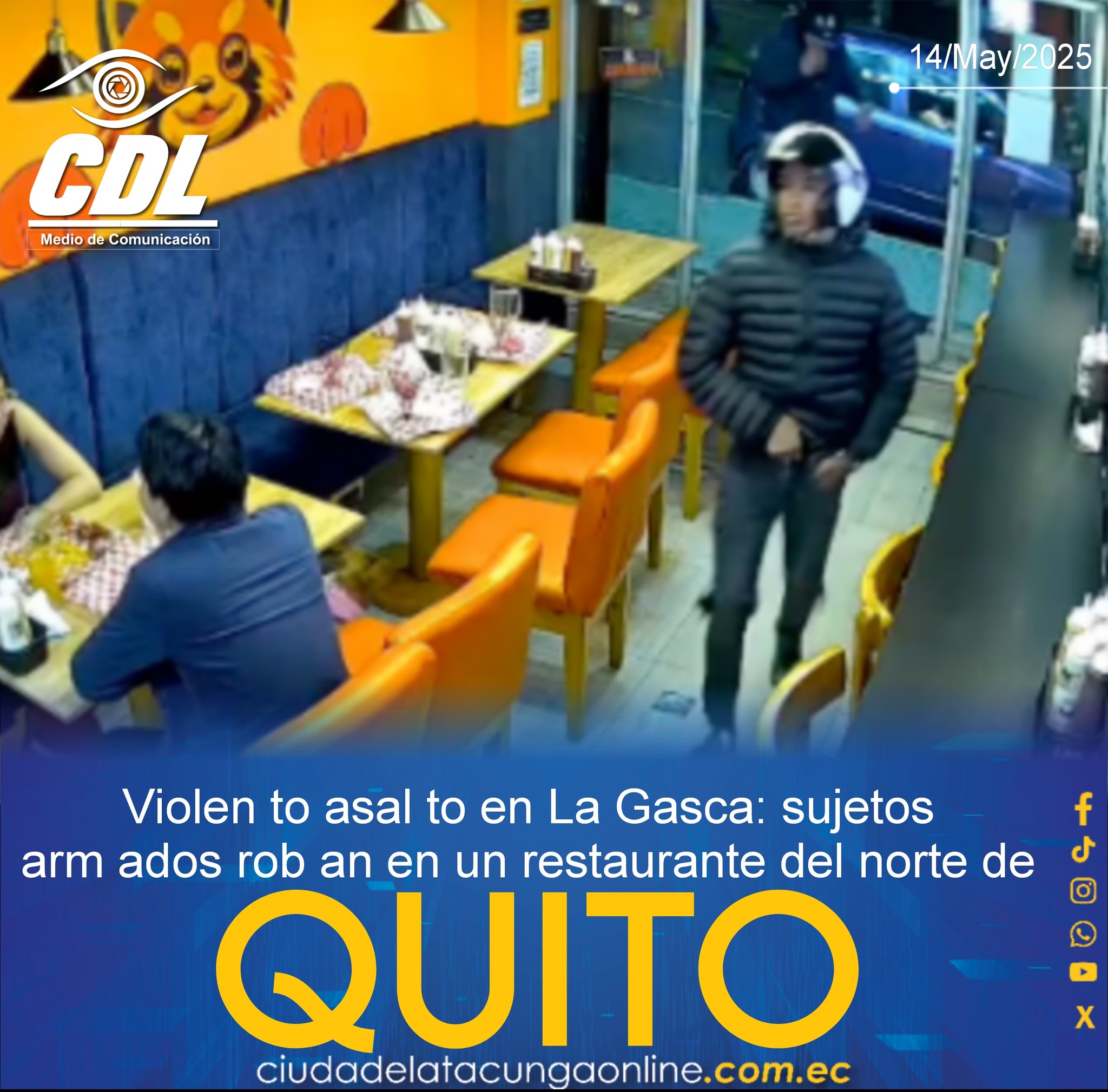 Violen to asal to en La Gasca: sujetos arm ados rob an en un restaurante del norte de Quito