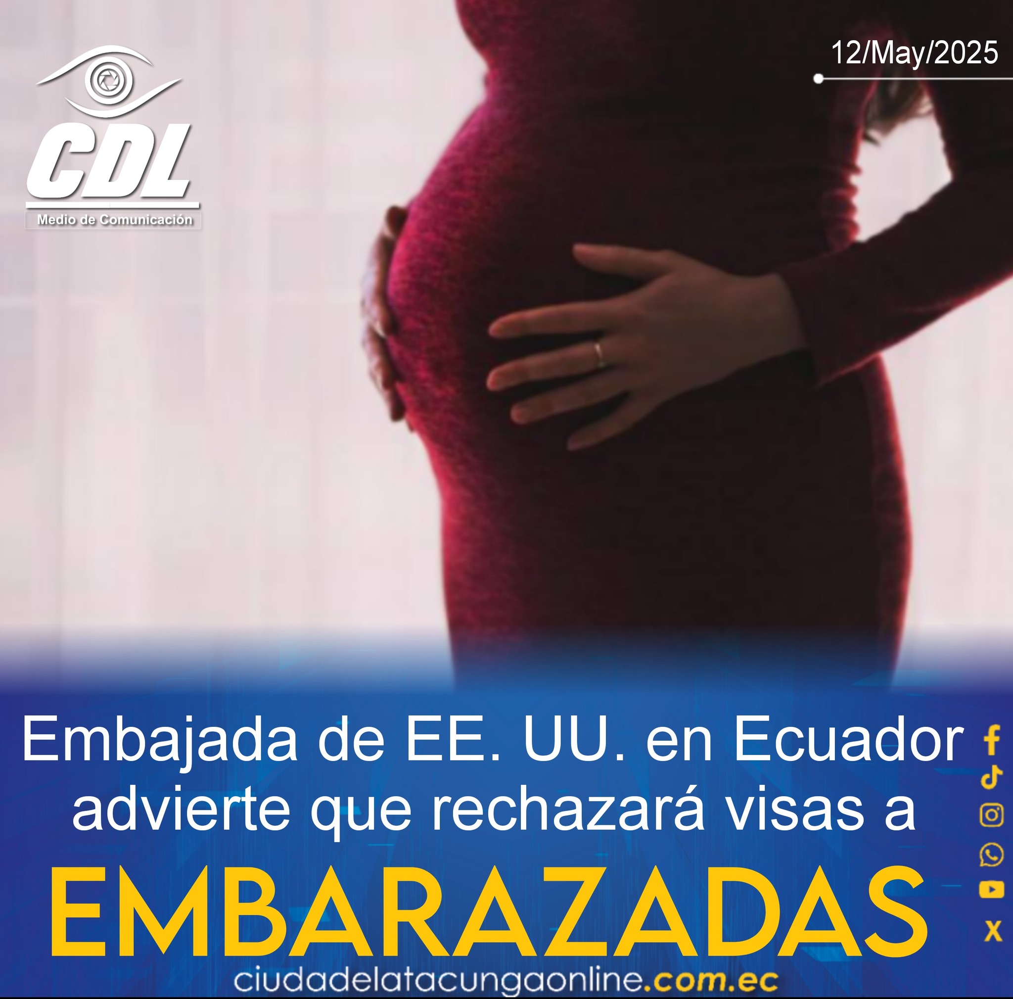 Embajada de EE. UU. en Ecuador advierte que rechazará visas a embarazadas