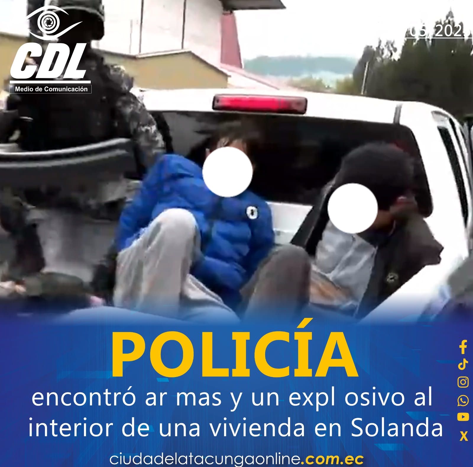 La Policía Nacional encontró armas y un explosivo al interior de una vivienda en Solanda, al sur de Quito