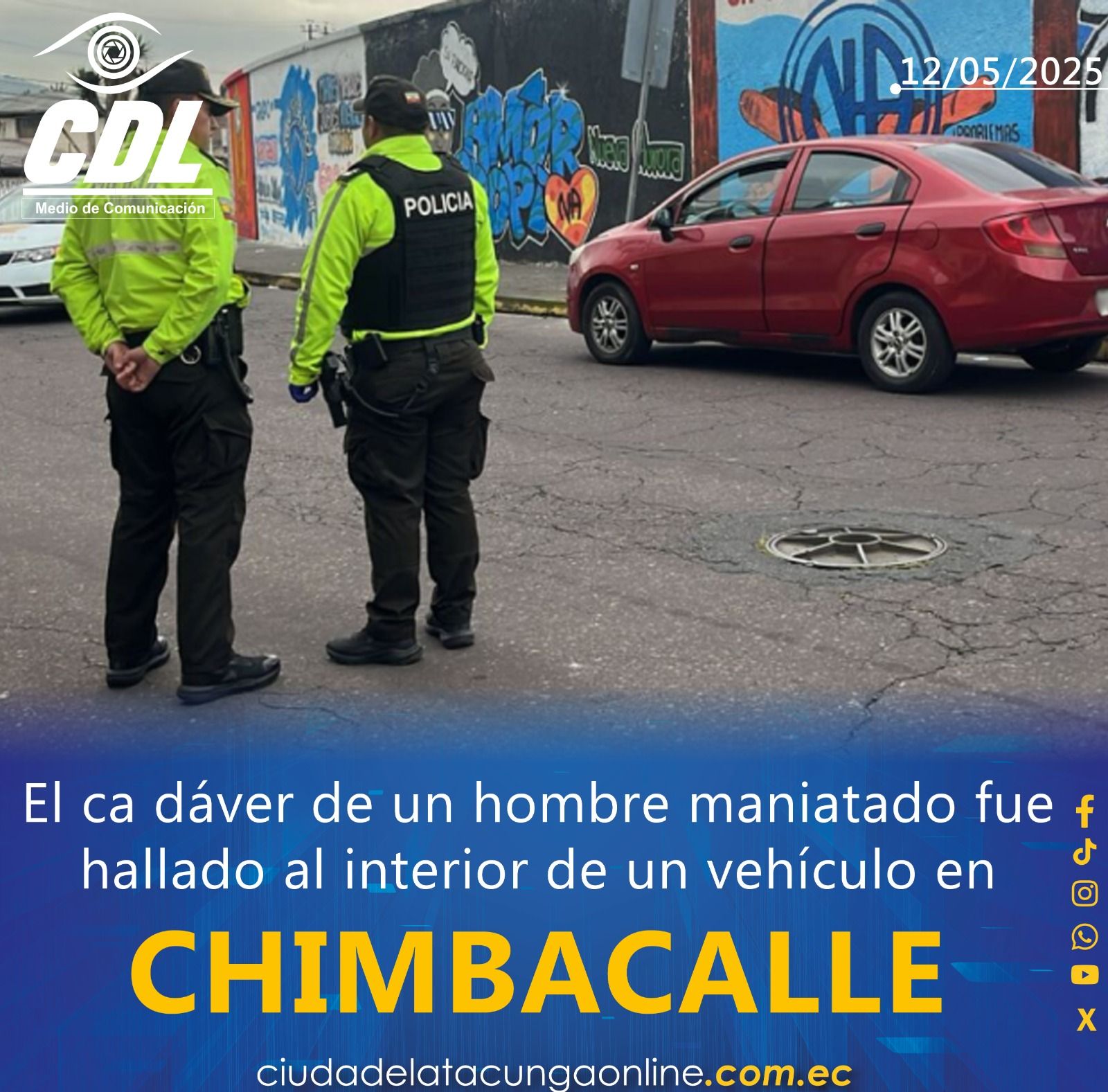 El cadáver de un hombre maniatado fue hallado al interior de un vehículo en Chimbacalle, al sur de Quito