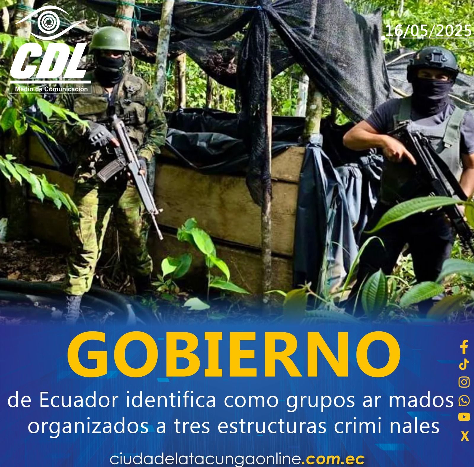 Gobierno de Ecuador identifica como grupos armados organizados a tres estructuras criminales