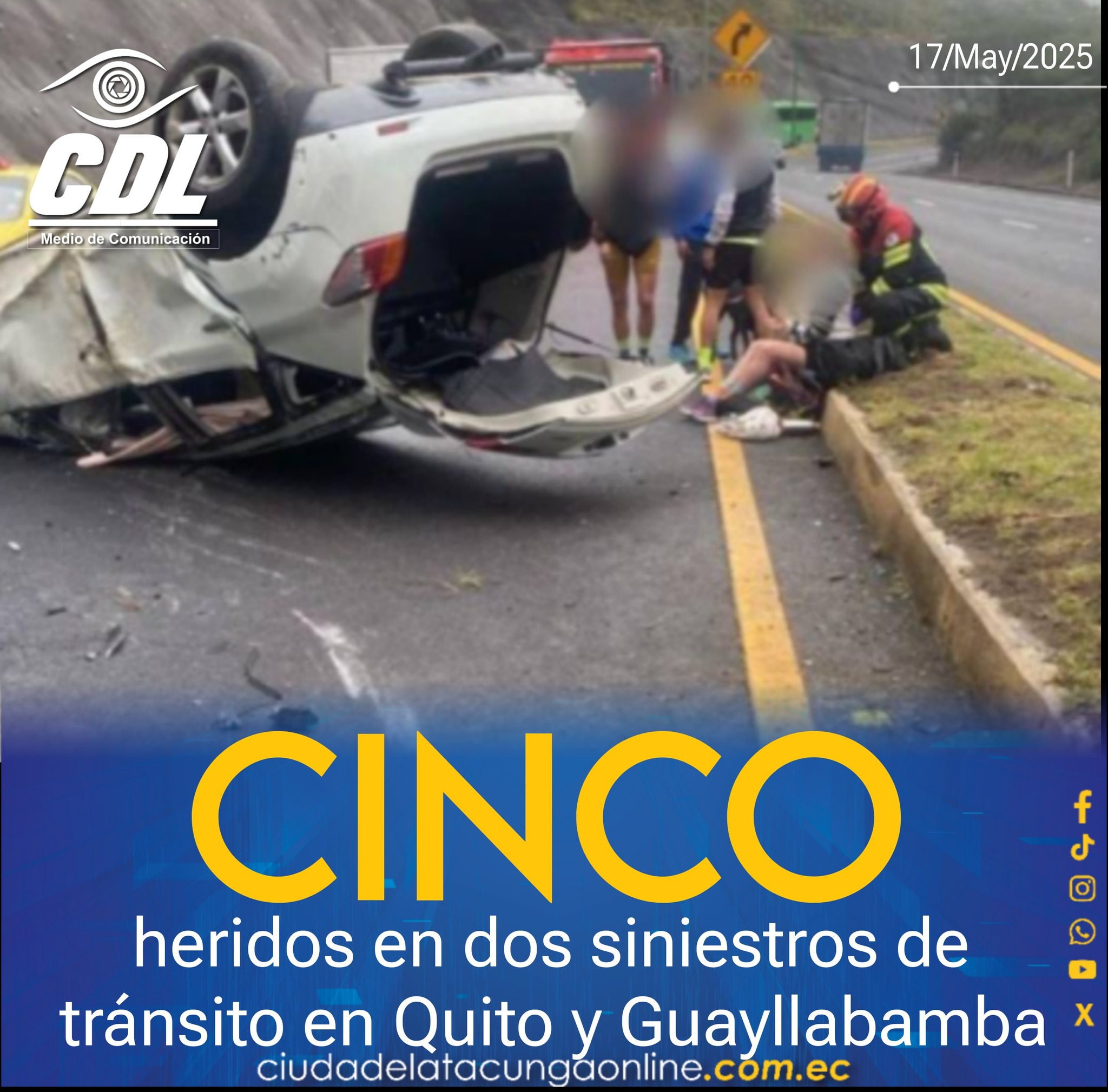 Cinco heridos en dos siniestros de tránsito en Quito y Guayllabamba