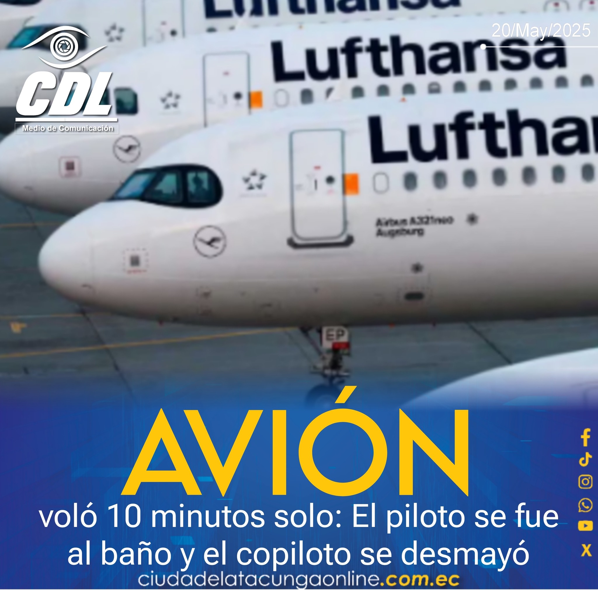 Un avión voló 10 minutos solo: El piloto se fue al baño y el copiloto se desmayó