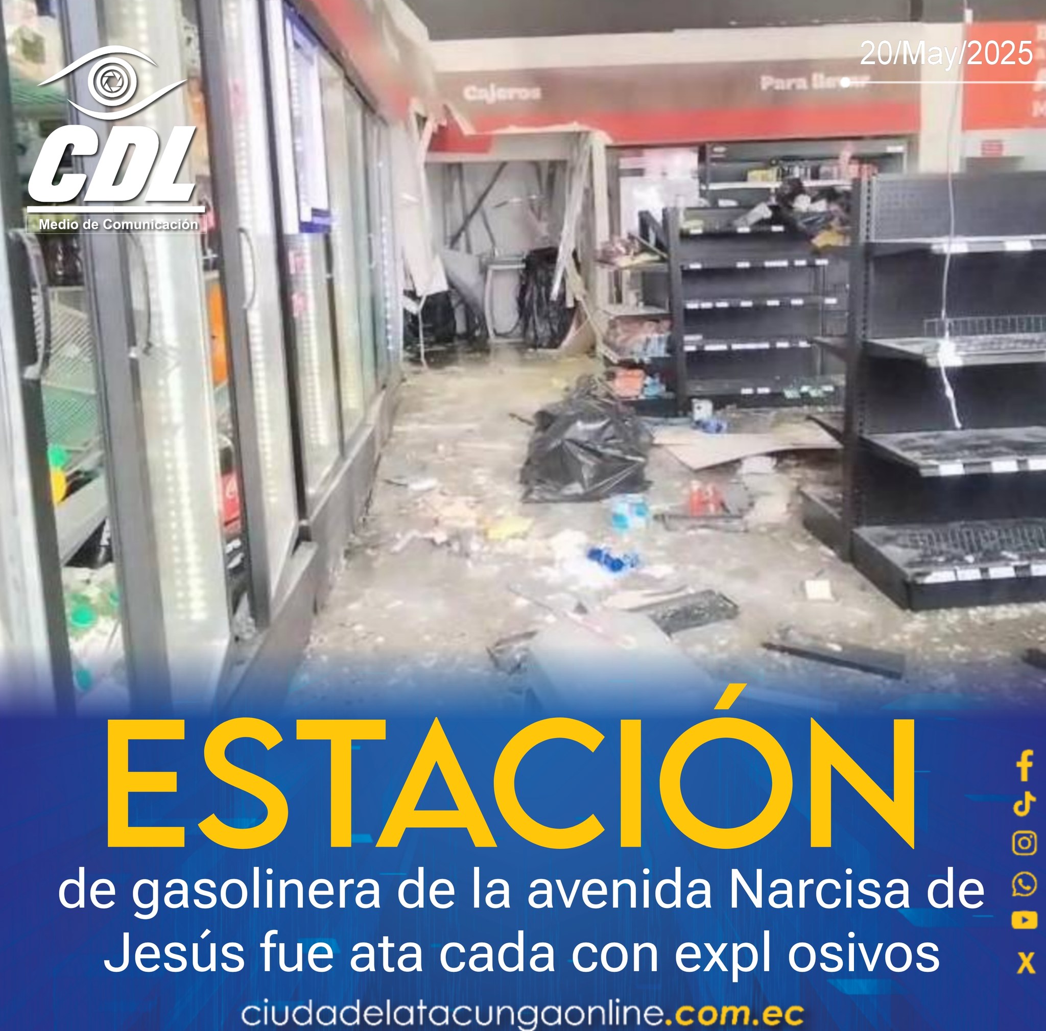Una estación de gasolinera de la avenida Narcisa de Jesús fue ata cada con expl osivos