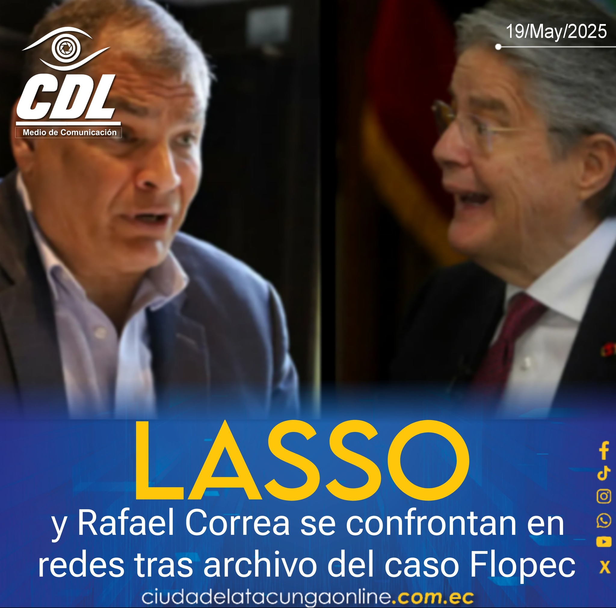 Guillermo Lasso y Rafael Correa se confrontan en redes tras archivo del caso Flopec