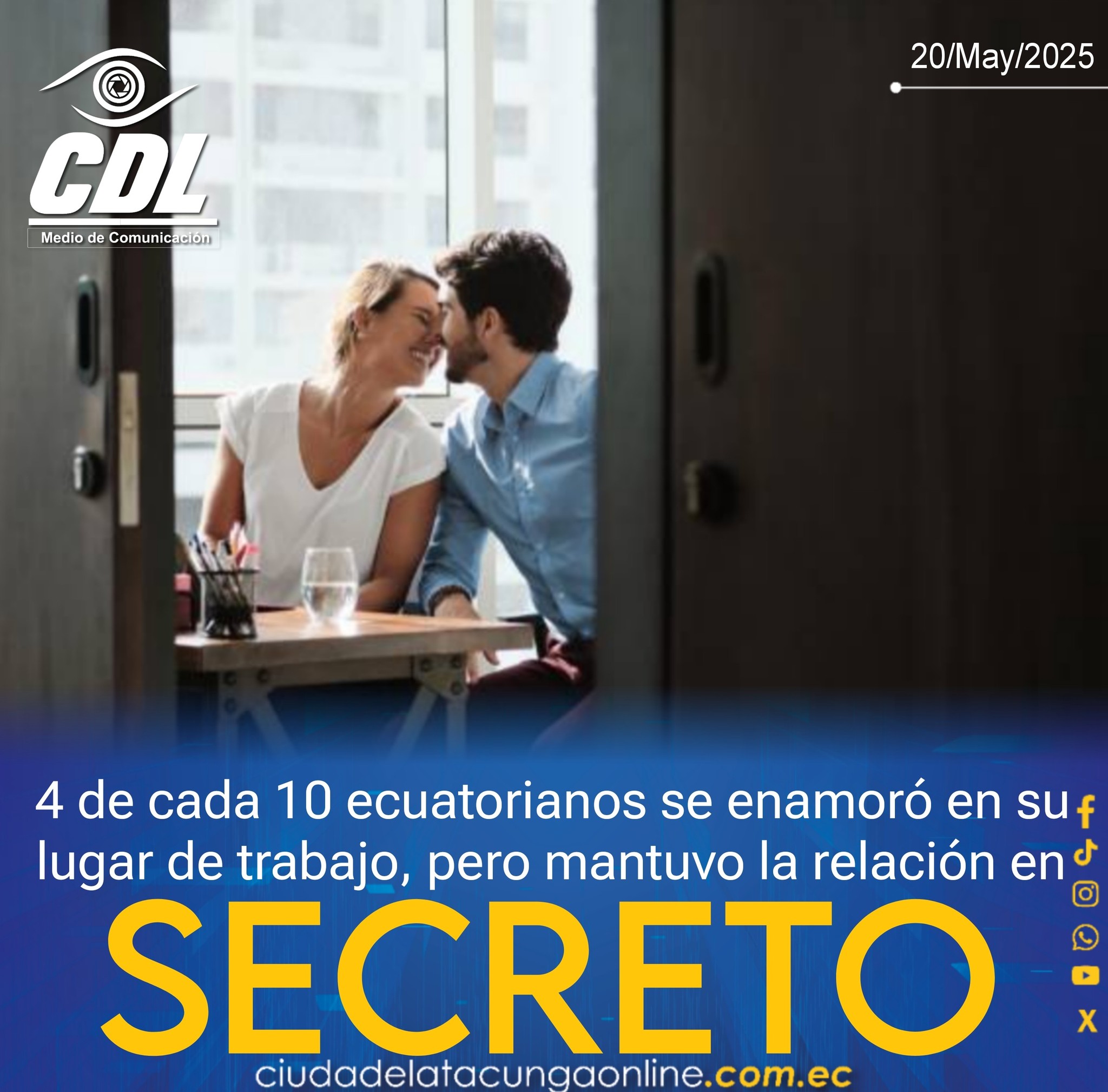 4 de cada 10 ecuatorianos se enamoró en su lugar de trabajo, pero mantuvo la relación en secreto