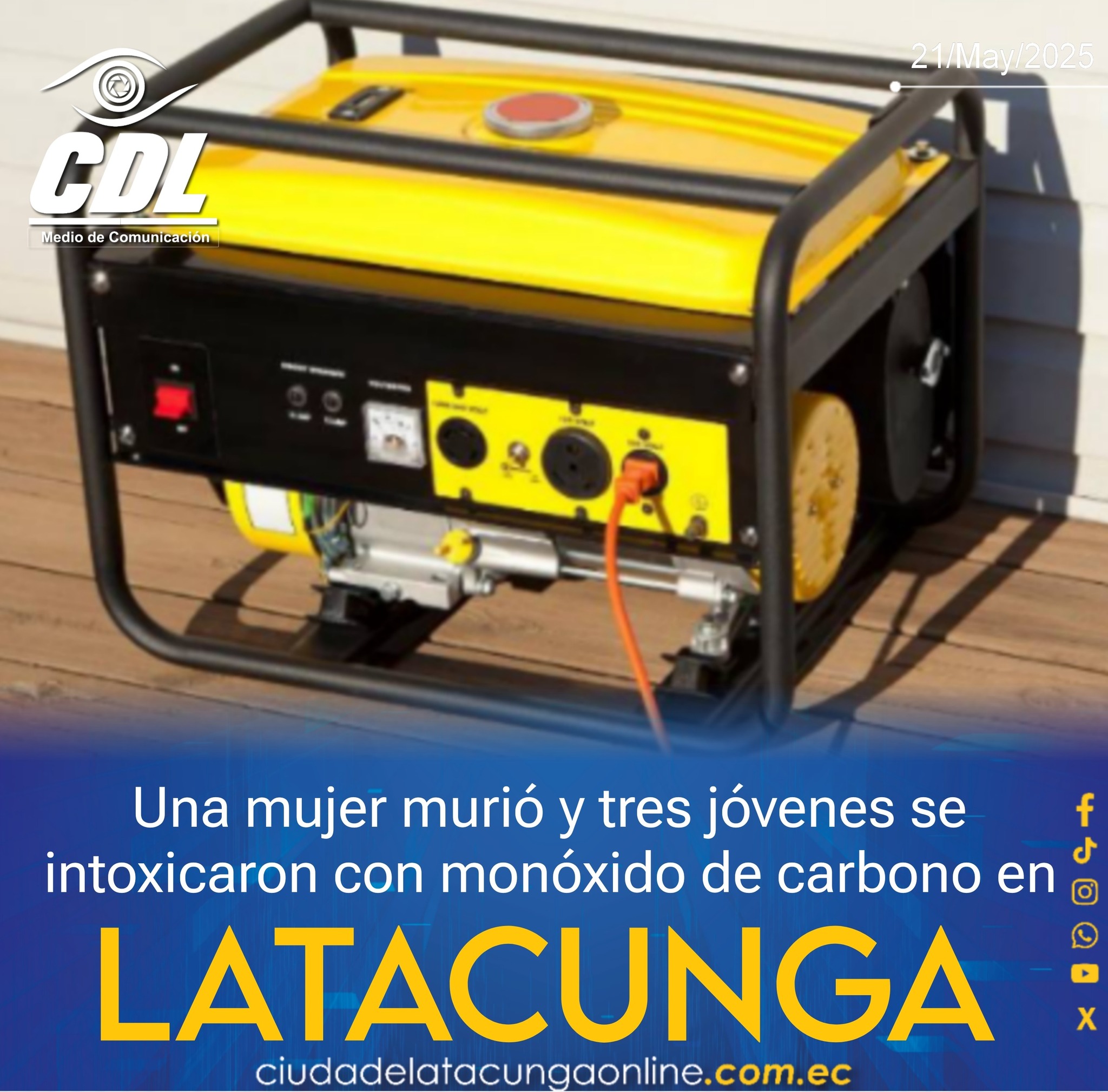 Una mujer murió y tres jóvenes se intoxicaron con monóxido de carbono en Latacunga