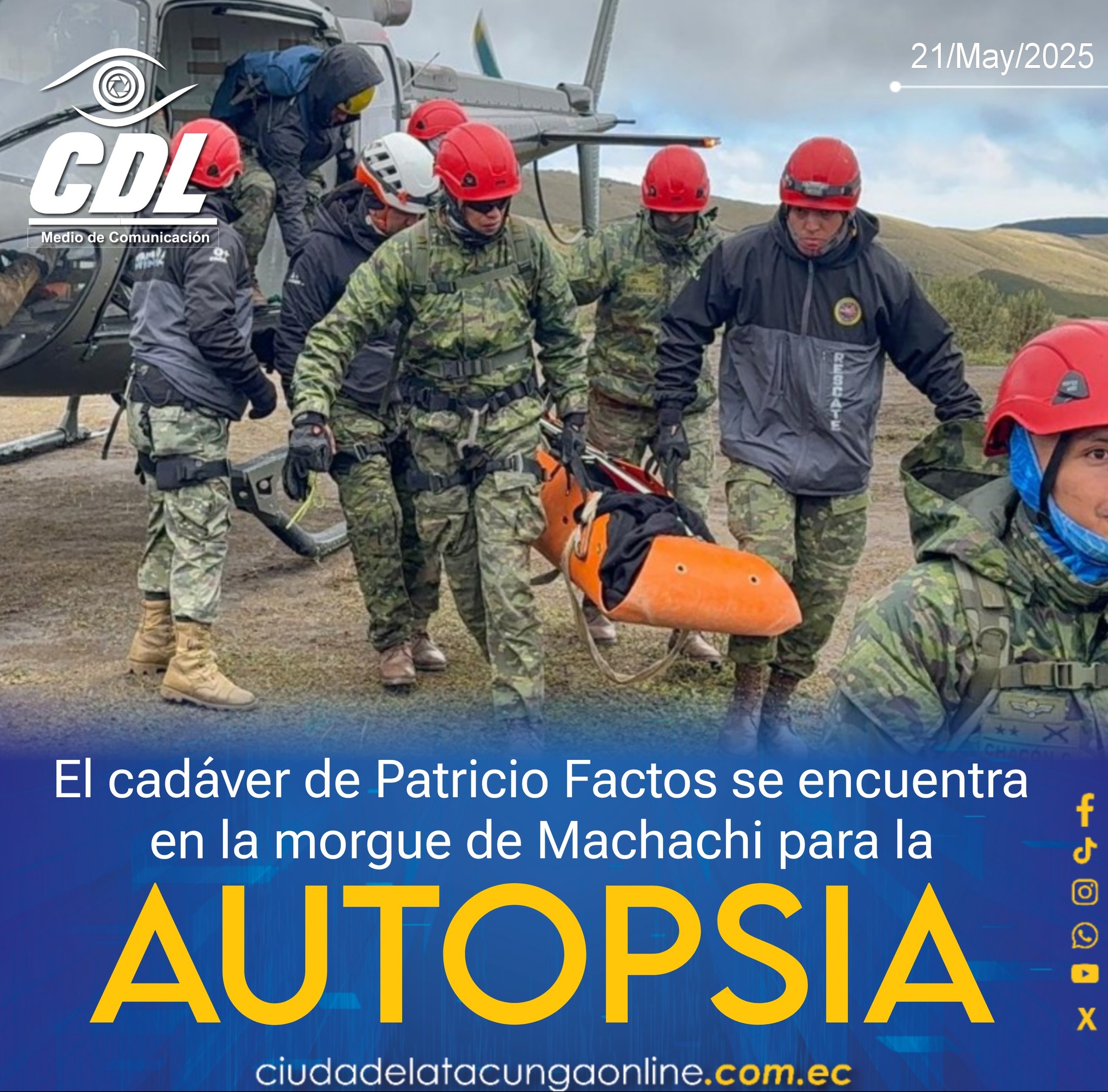 El cadáver de Patricio Factos se encuentra en la morgue de Machachi para la autopsia