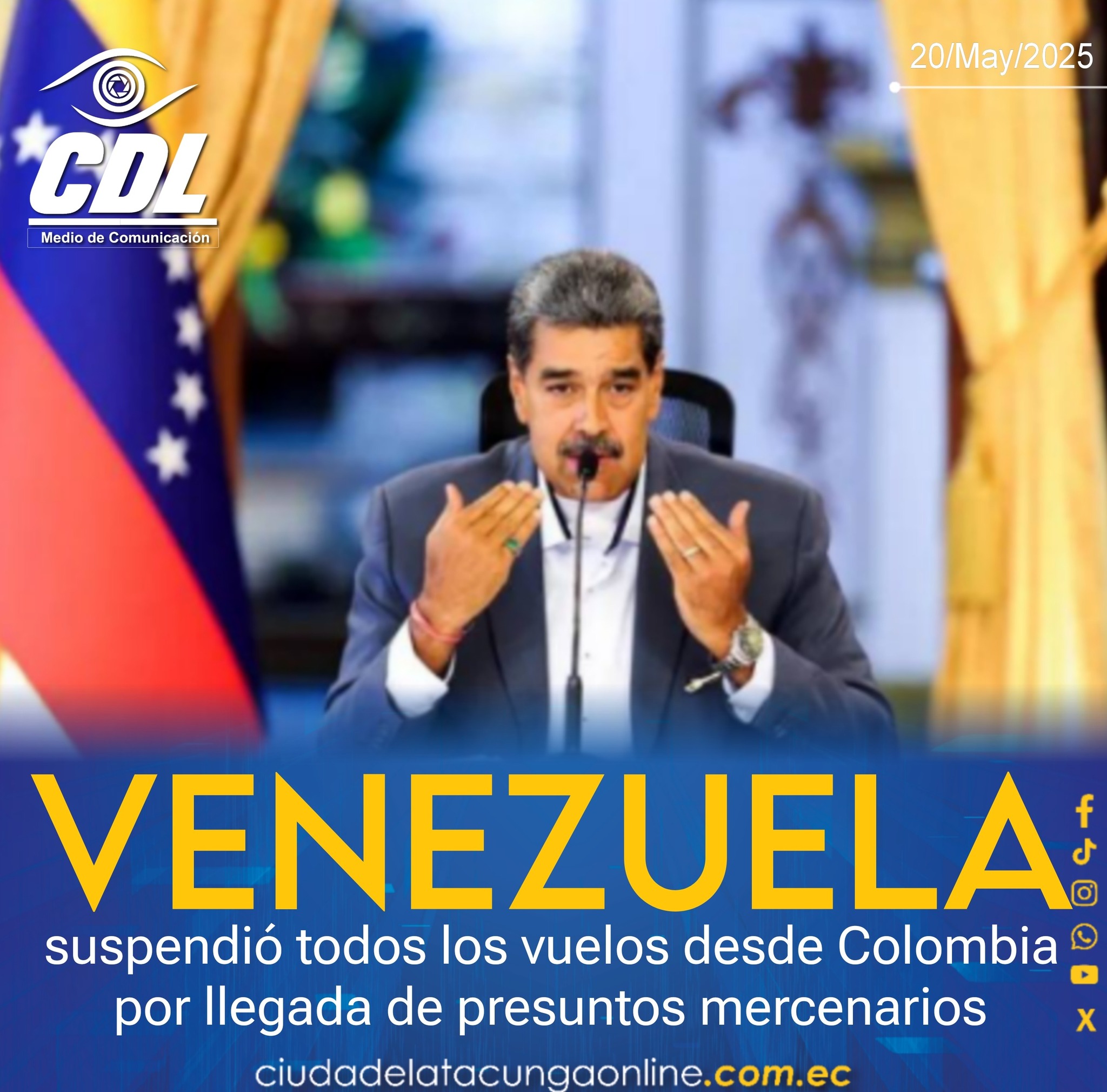 Venezuela suspendió todos los vuelos desde Colombia por llegada de presuntos mercenarios