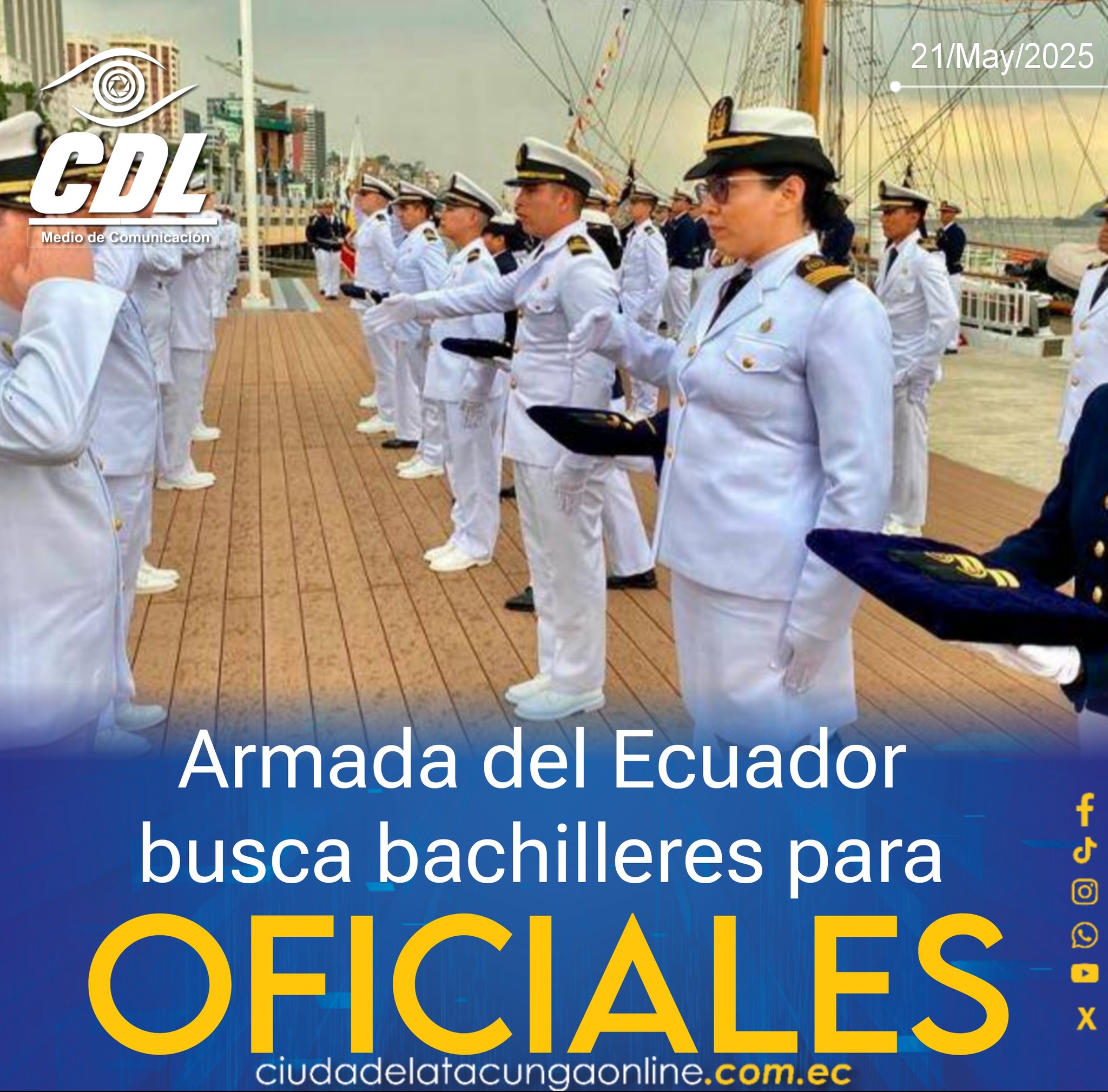 Armada del Ecuador busca bachilleres para oficiales