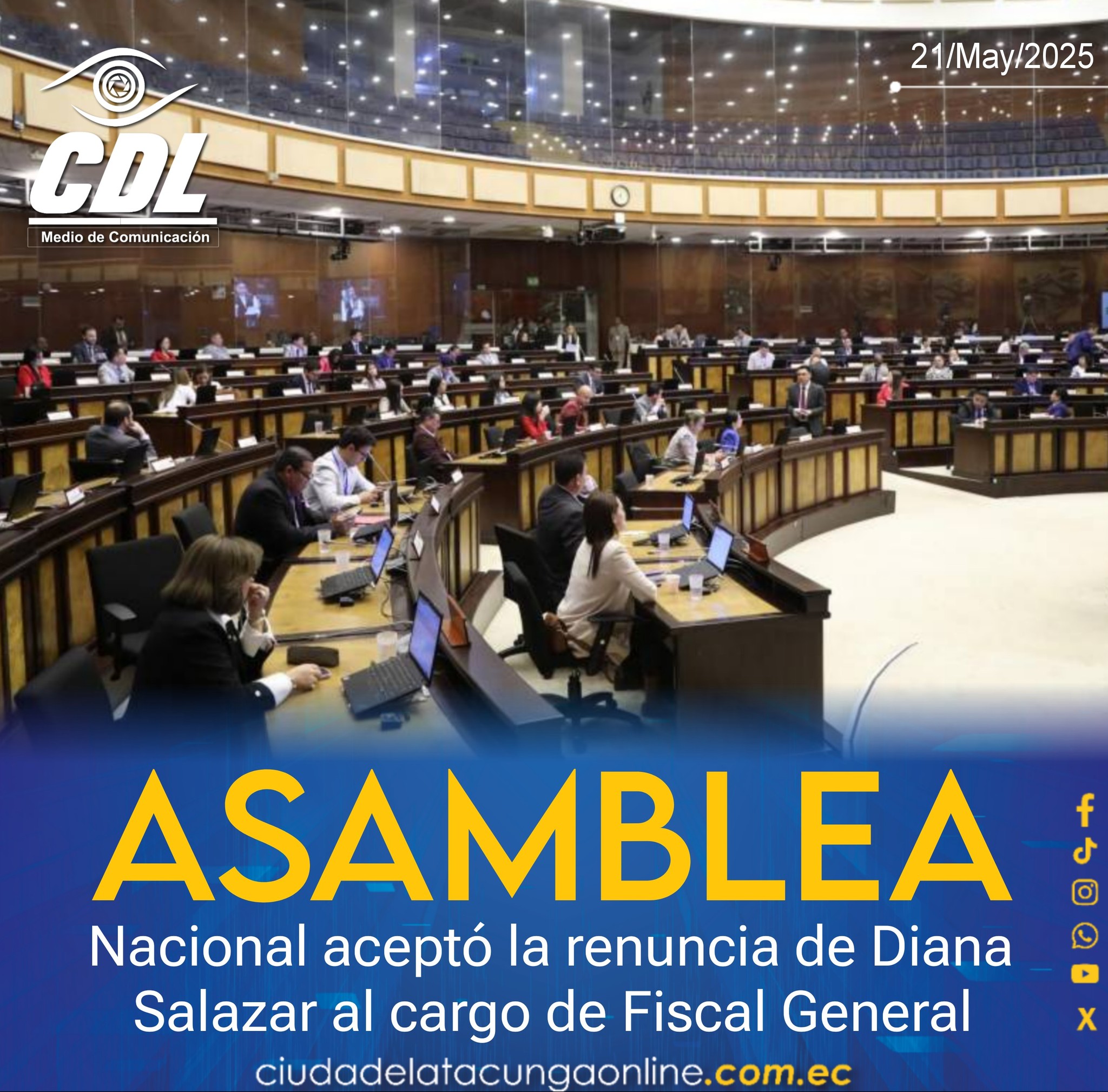 La Asamblea Nacional aceptó la renuncia de Diana Salazar al cargo de Fiscal General