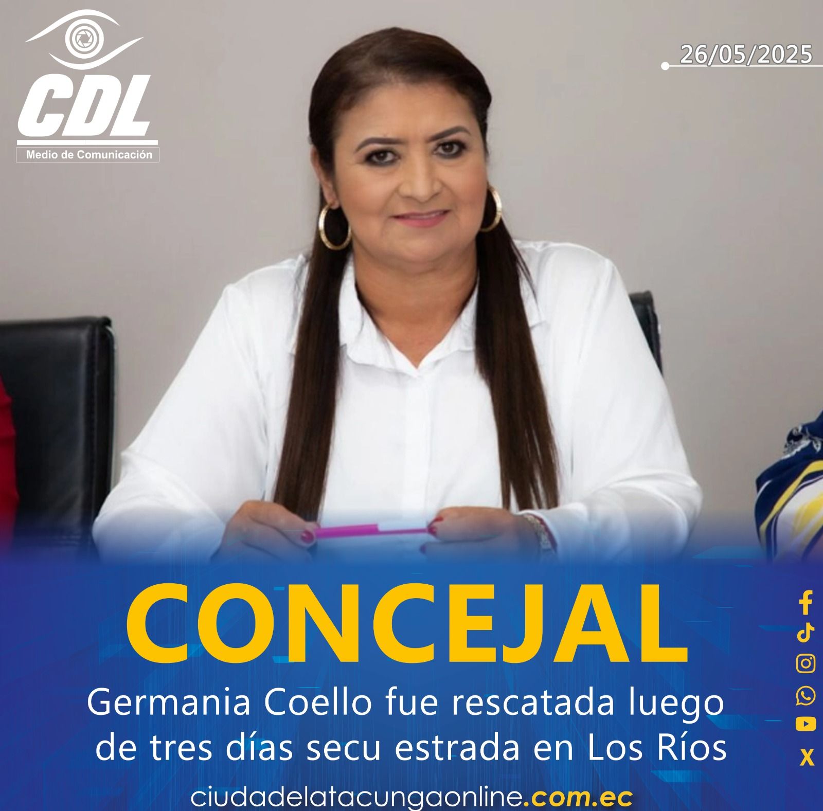 Concejal Germania Coello fue rescatada luego de tres días secuestrada en Los Ríos