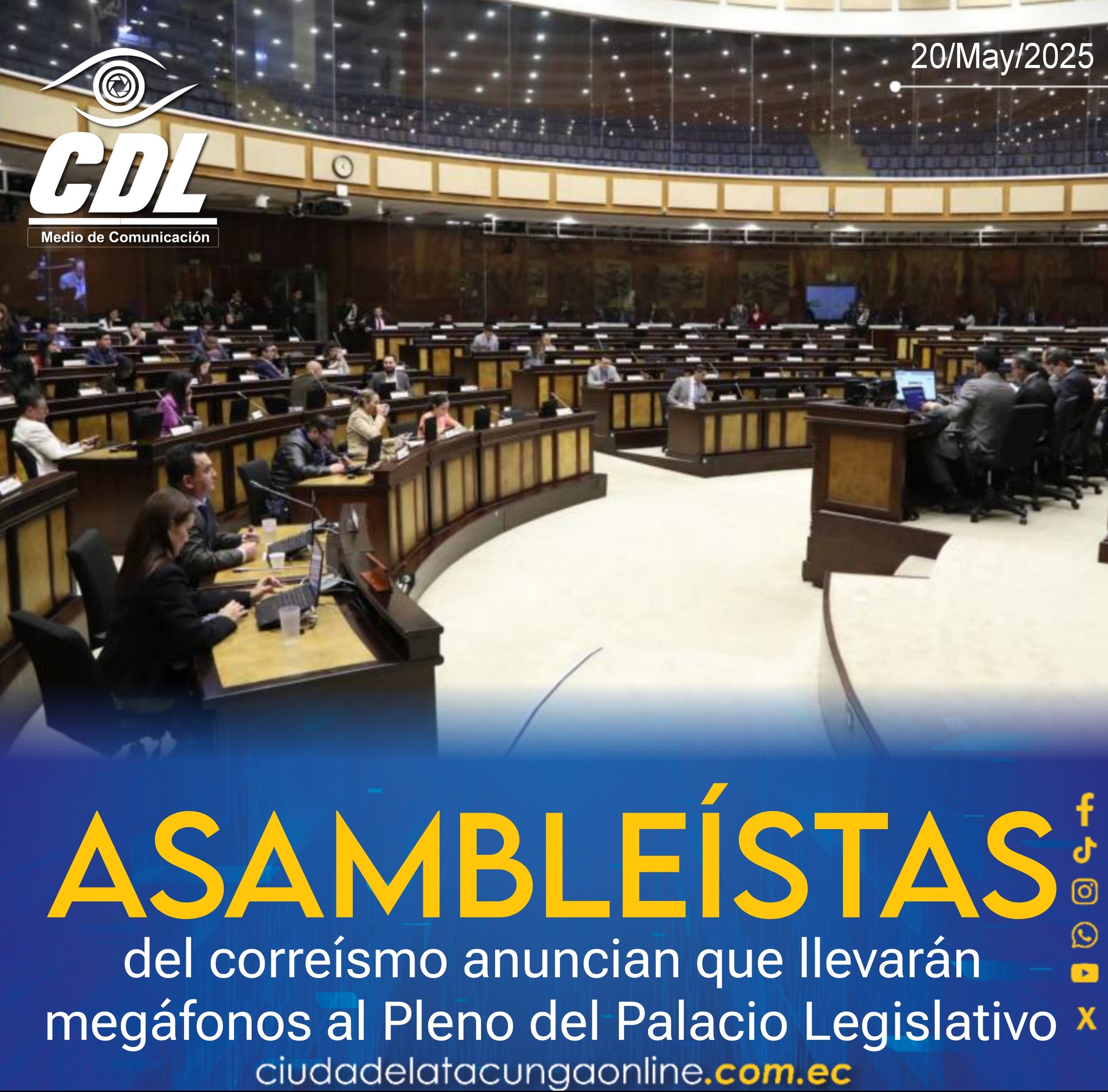 Los asambleístas del correísmo anuncian que llevarán megáfonos al Pleno del Palacio Legislativo