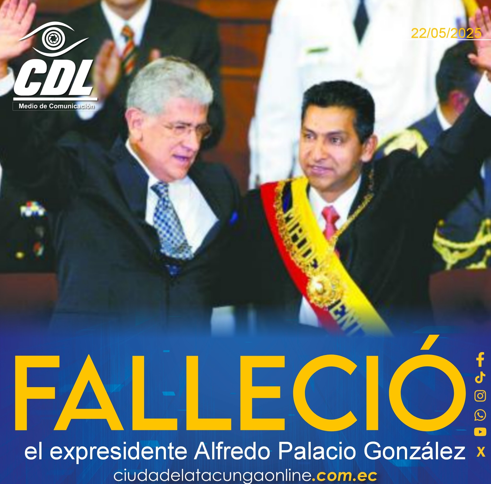 El expresidente de la República, Alfredo Palacio, murió este 22 de mayo