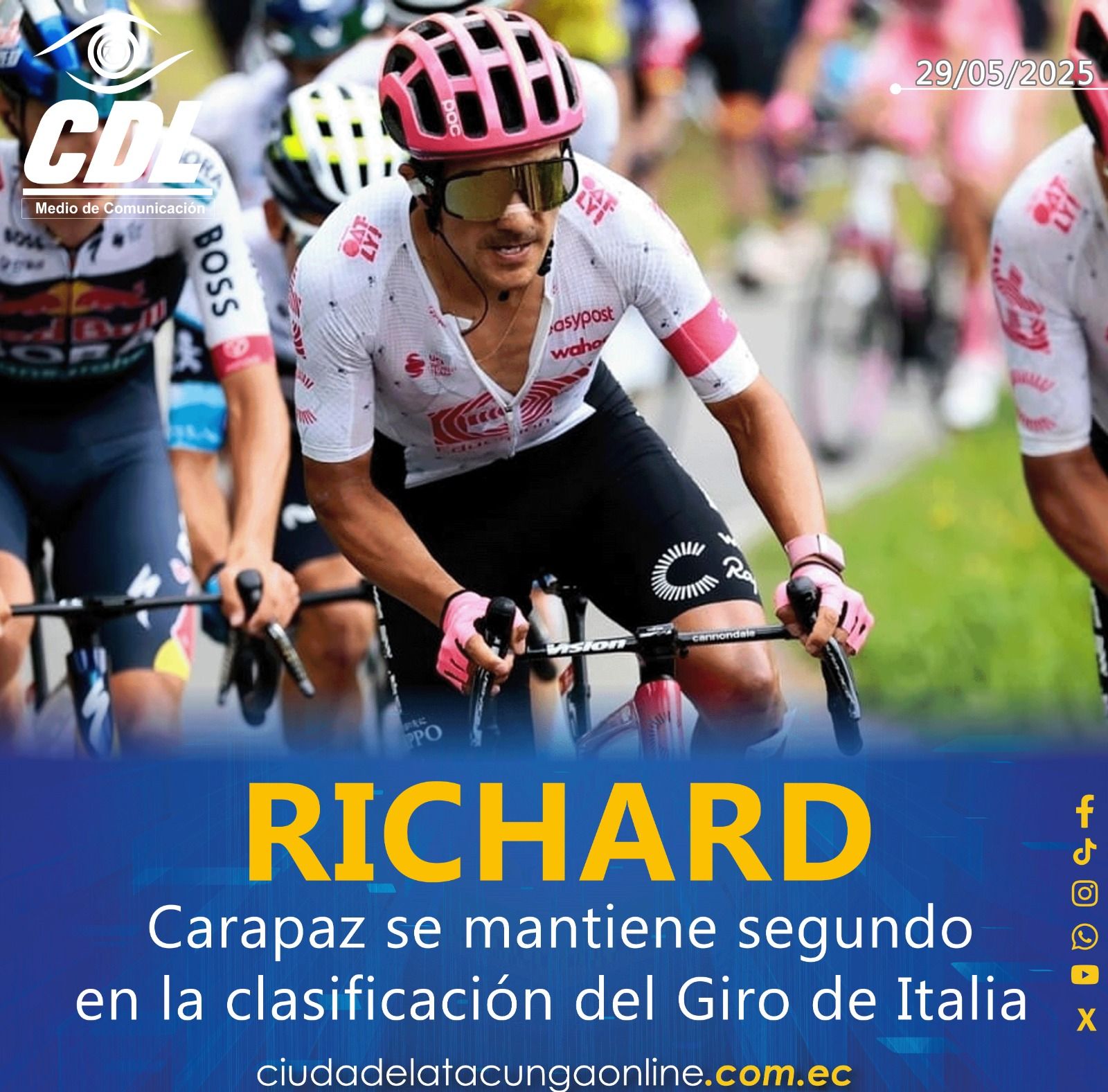 ¡Locomotora imparable! Carapaz se mantiene segundo en la clasificación del Giro de Italia