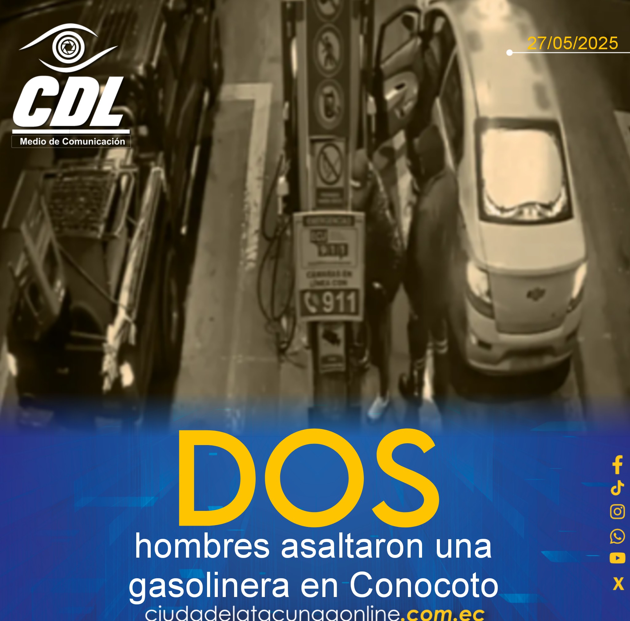 Dos hombres asaltaron una gasolinera en Conocoto
