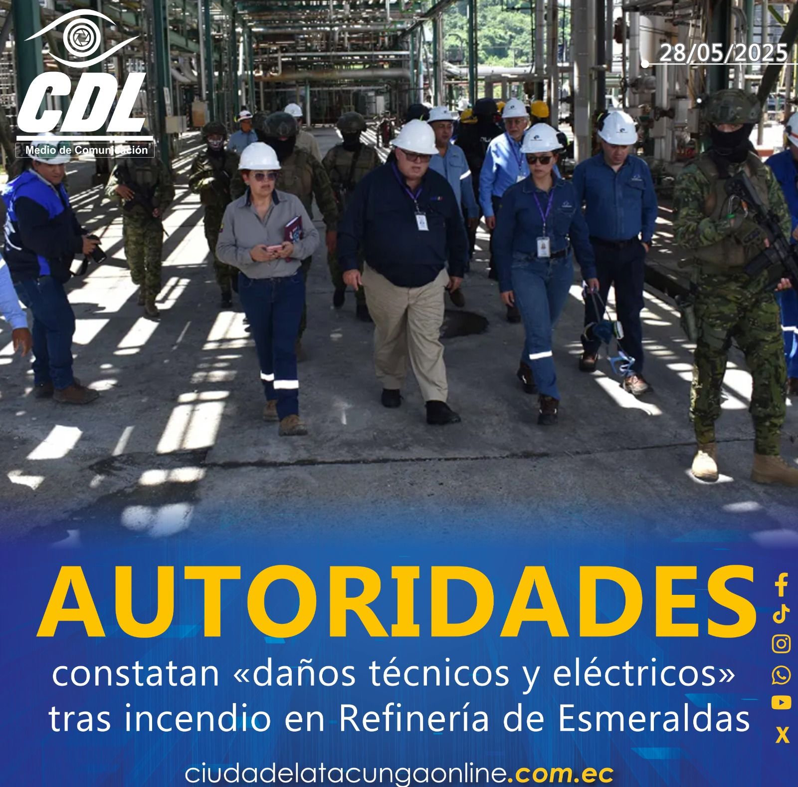 Autoridades constatan «daños técnicos y eléctricos» tras incendio en Refinería de Esmeraldas