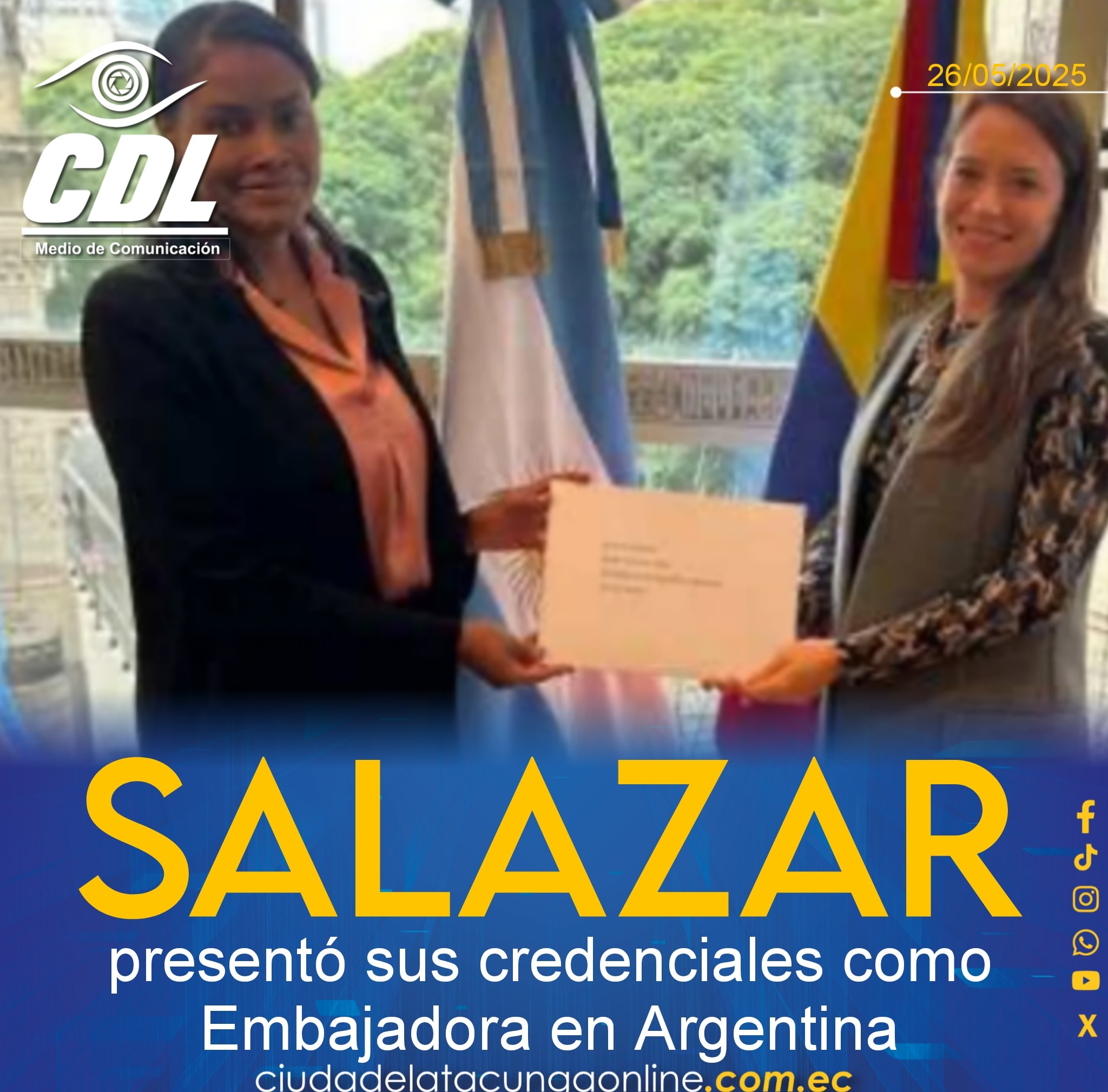 Diana Salazar presentó sus credenciales como Embajadora en Argentina