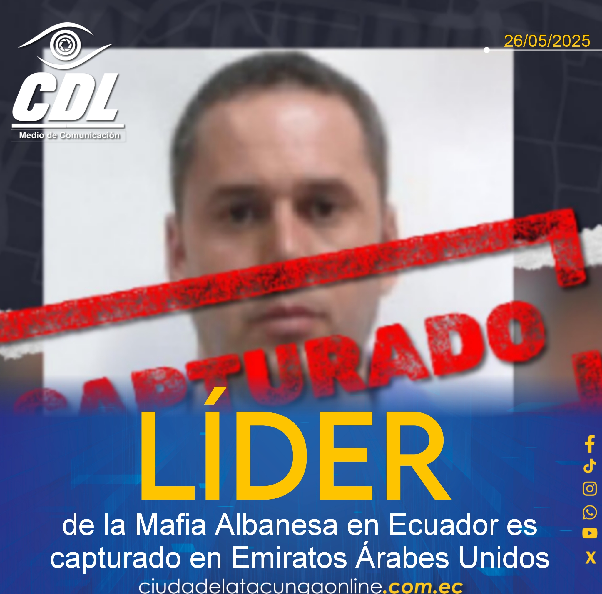 Líder de la Mafia Albanesa en Ecuador es capturado en Emiratos Árabes Unidos
