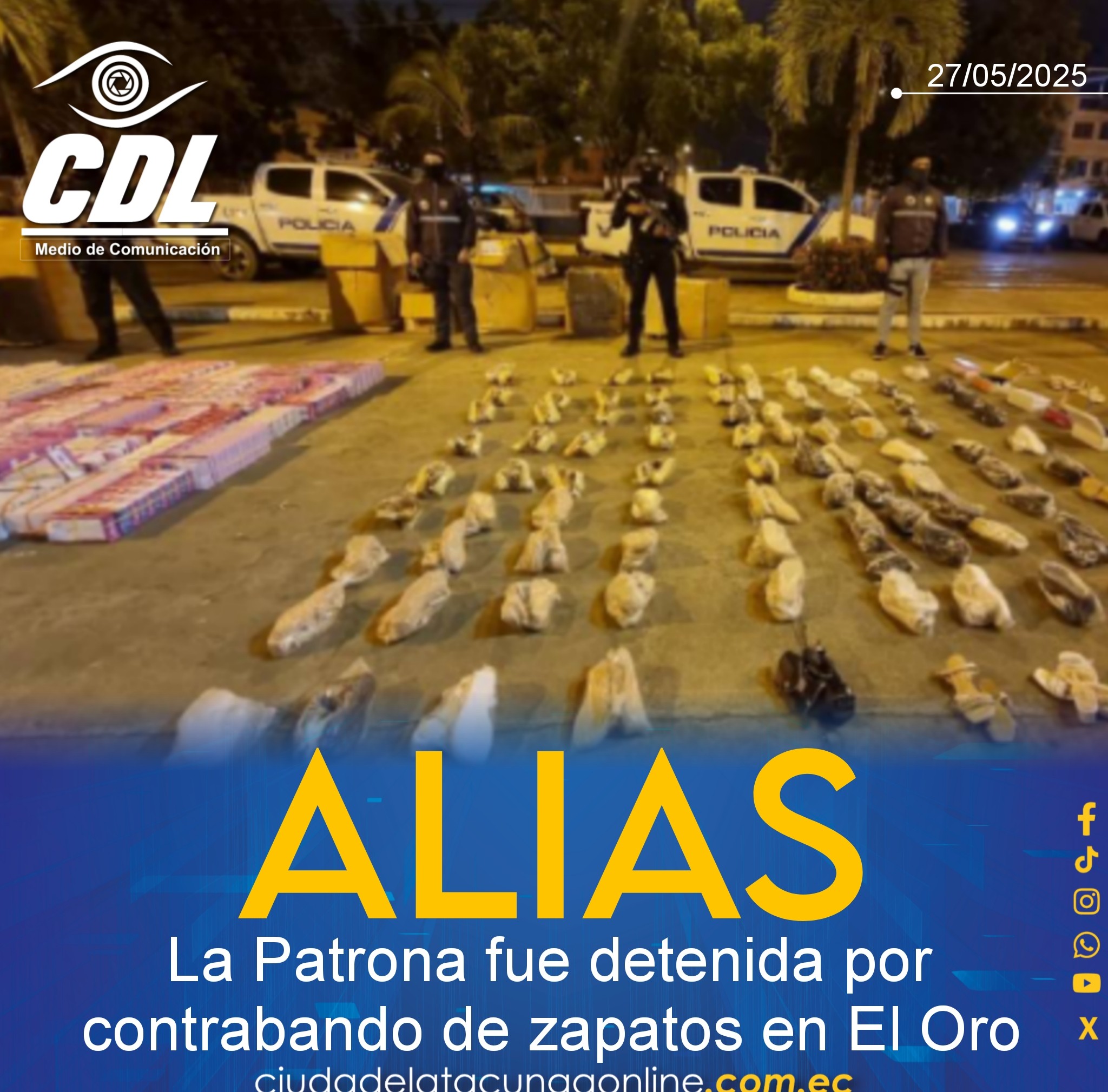 Alias La Patrona fue detenida por contrabando de zapatos en El Oro