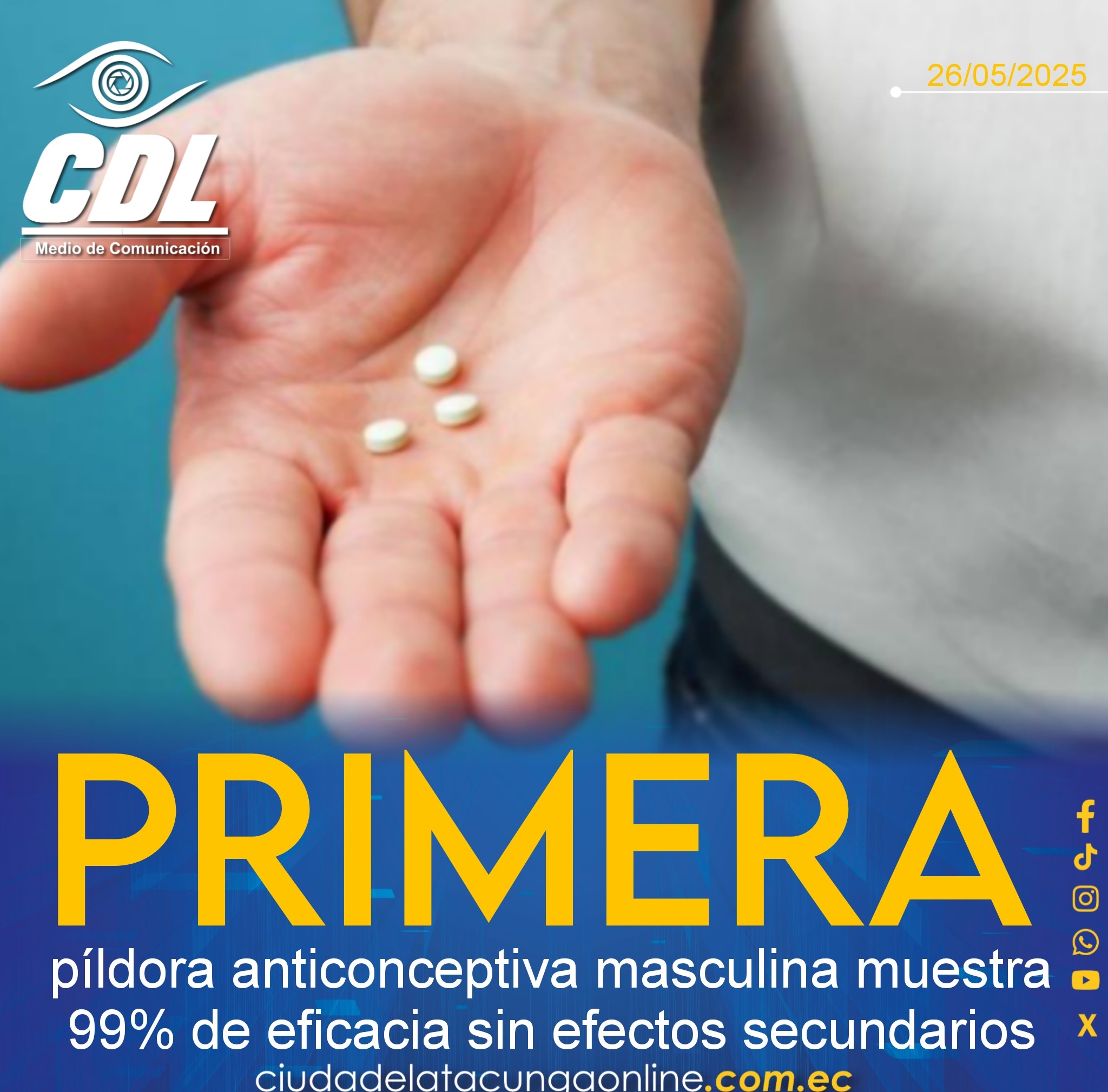 La primera píldora anticonceptiva masculina muestra 99% de eficacia sin efectos secundarios