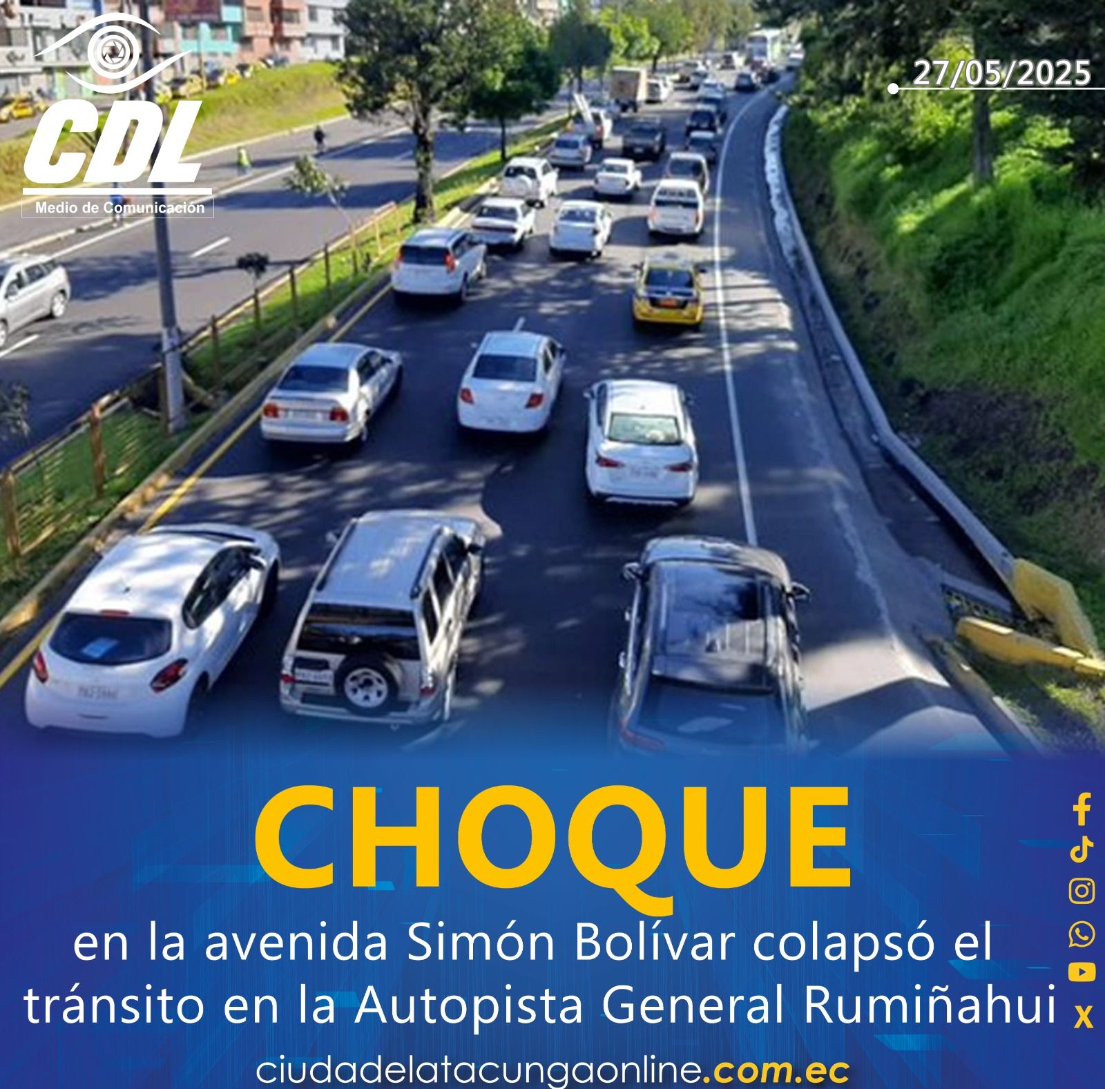 Choque en la avenida Simón Bolívar colapsó el tránsito en la Autopista General Rumiñahui