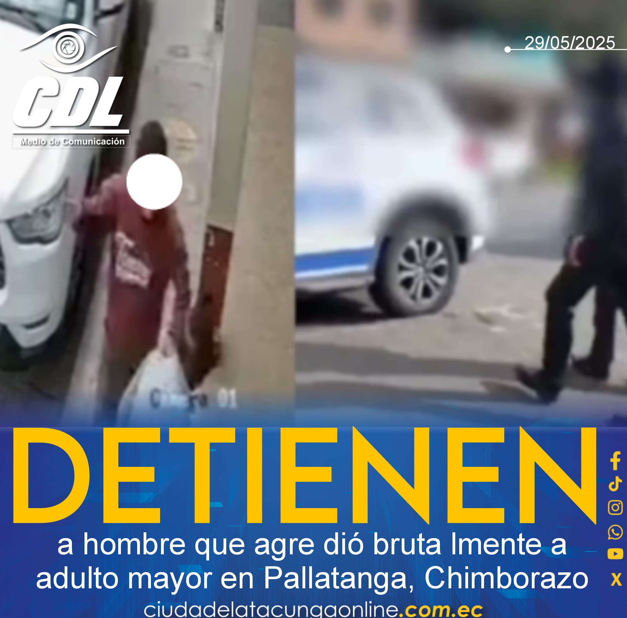 Detienen a hombre que agredió brutalmente a adulto mayor en Pallatanga, Chimborazo