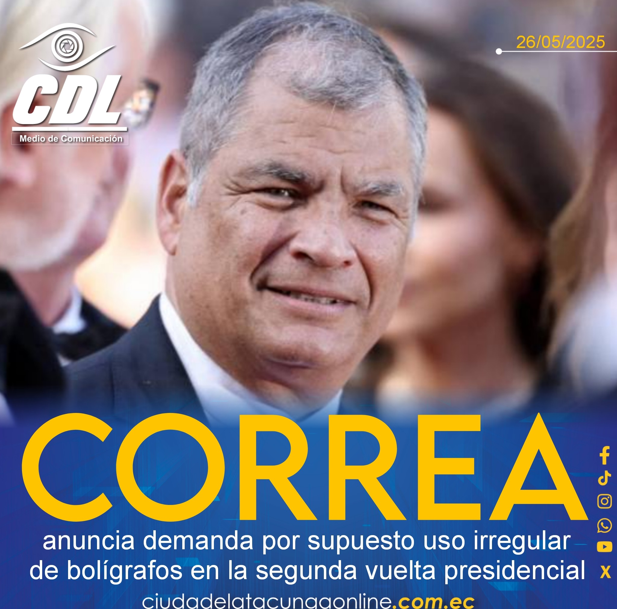 Rafael Correa anuncia demanda por supuesto uso irregular de bolígrafos en la segunda vuelta presidencial