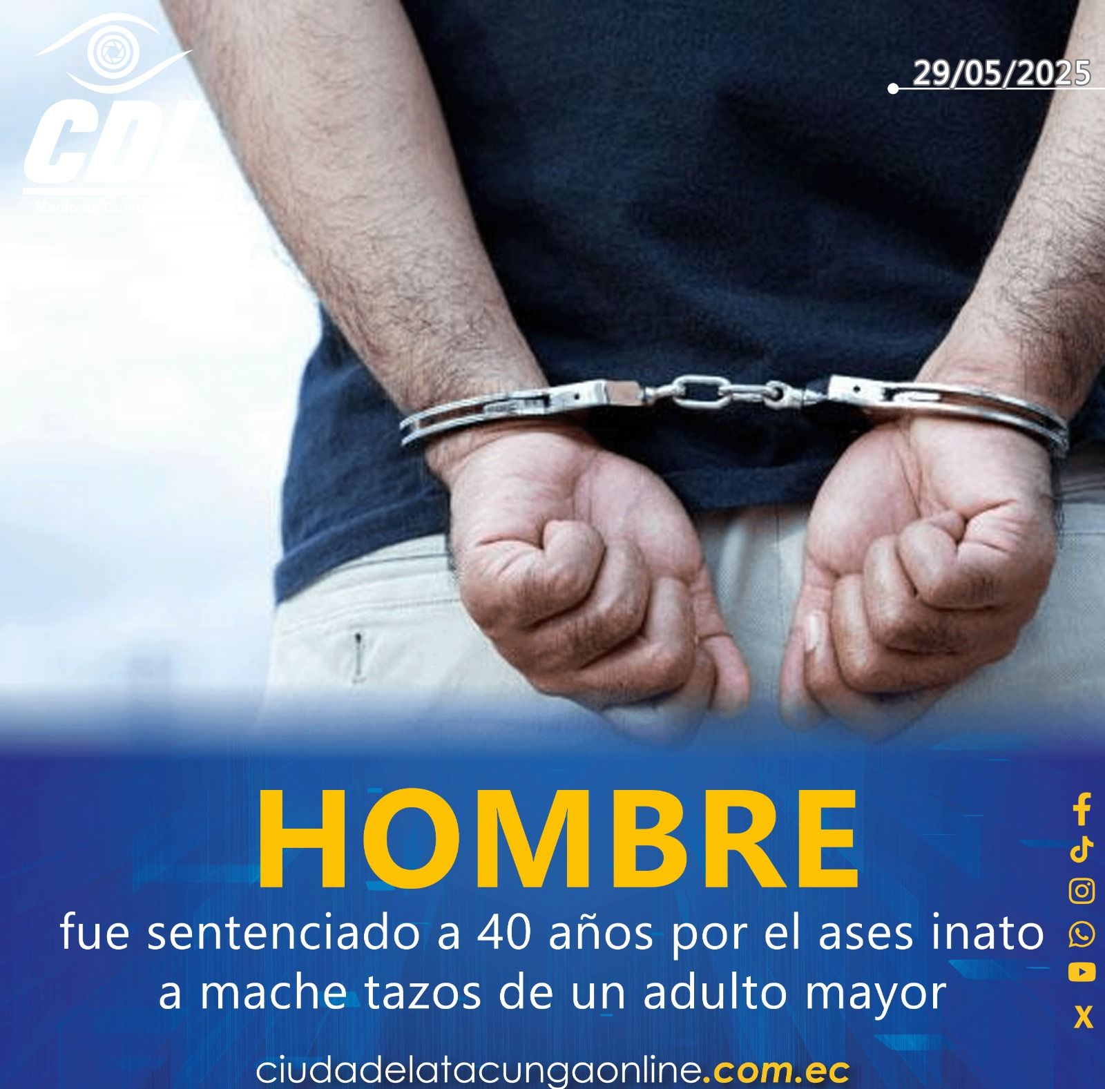 Tungurahua: un hombre fue sentenciado a 40 años por el asesinato a machetazos de un adulto mayor