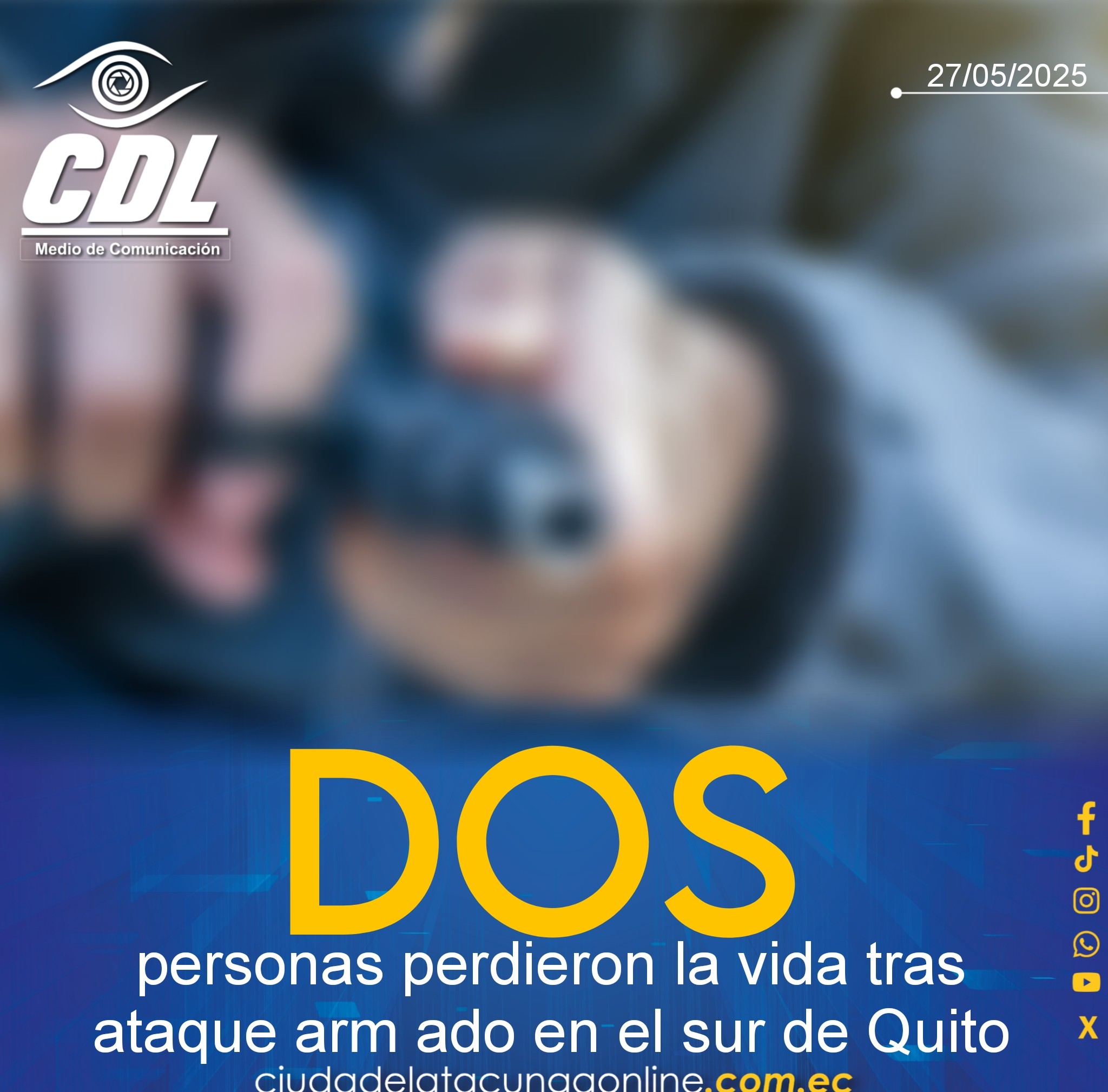 Dos personas perdieron la vida tras ataque armado en el sur de Quito