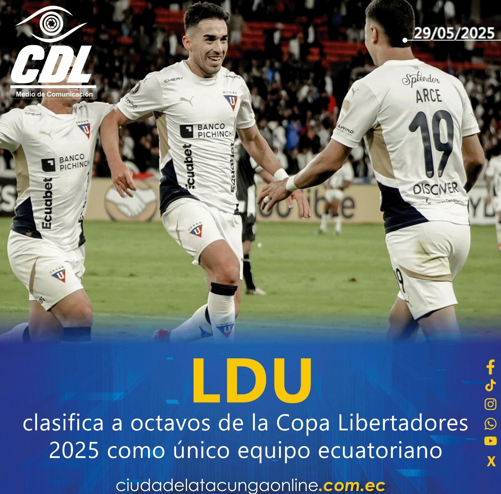 LDU clasifica a octavos de la Copa Libertadores 2025 como único equipo ecuatoriano tras golear 3-0 a Central Córdoba