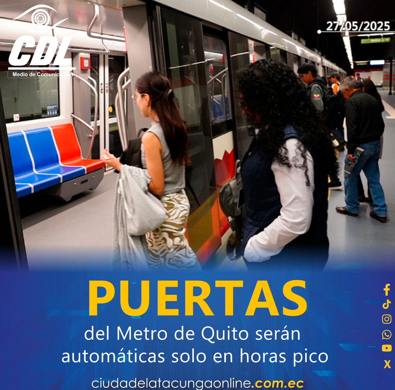 Puertas del Metro de Quito serán automáticas solo en horas pico