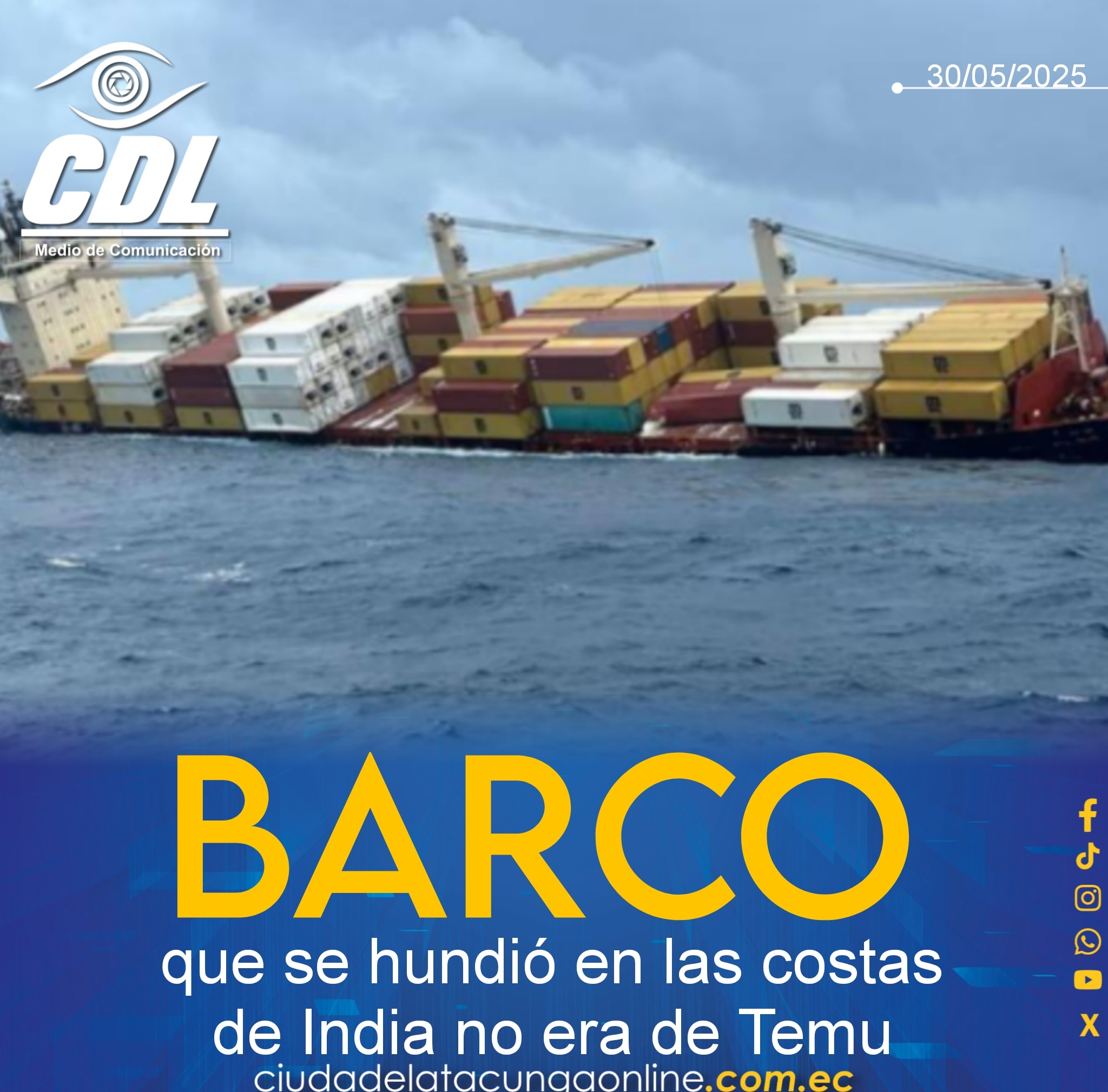 Un barco que se hundió en las costas de India no era de Temu