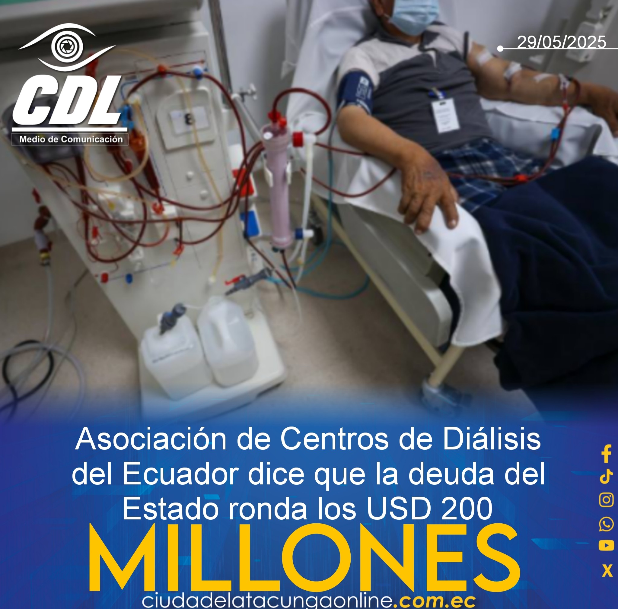 La Asociación de Centros de Diálisis del Ecuador dice que la deuda del Estado ronda los USD 200 millones
