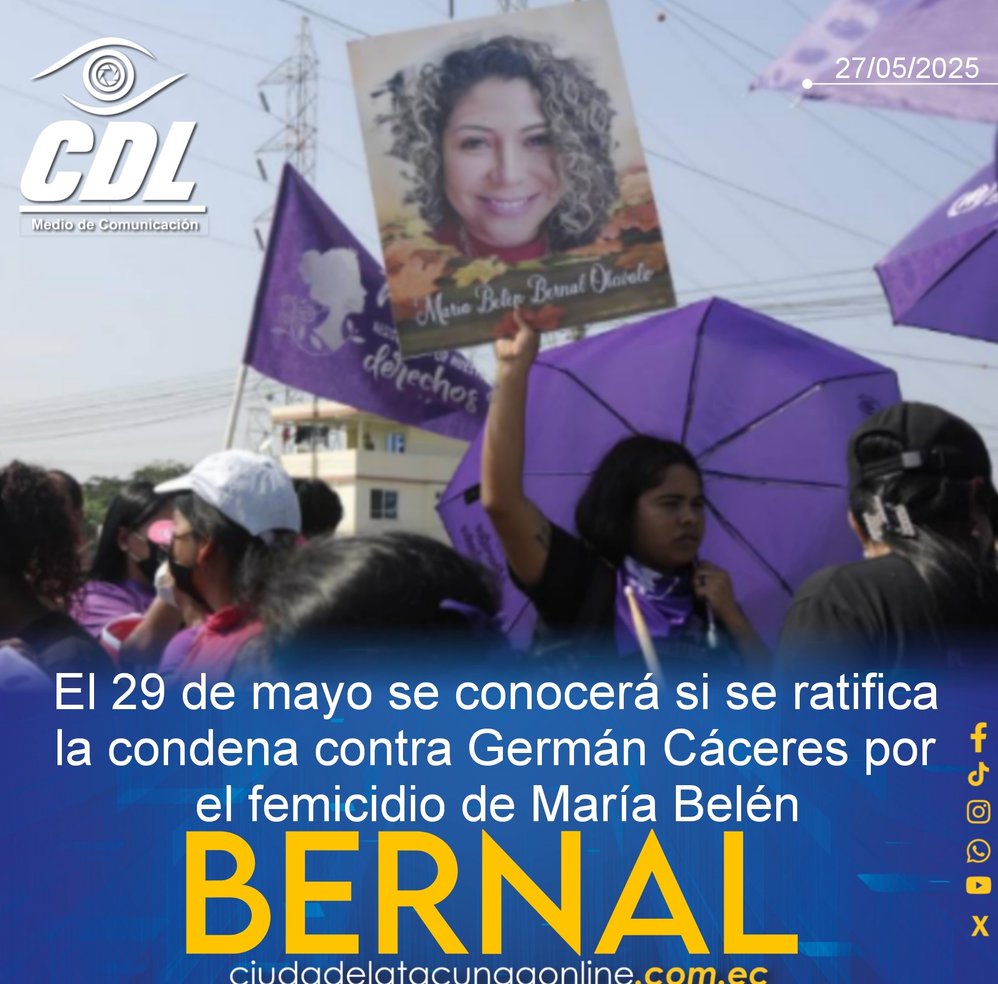 El 29 de mayo se conocerá si se ratifica la condena contra Germán Cáceres por el femicidio de María Belén Bernal