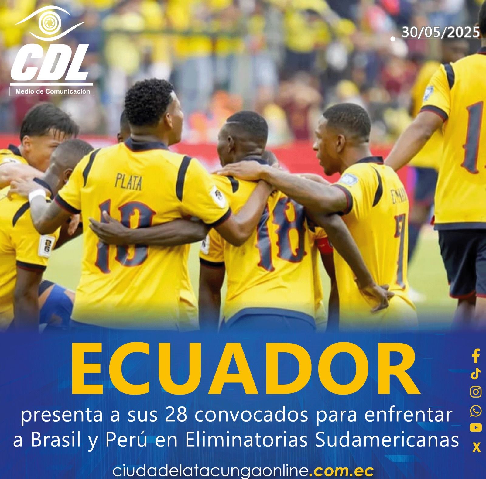 Ecuador presenta a sus 28 convocados para enfrentar a Brasil y Perú en Eliminatorias Sudamericanas