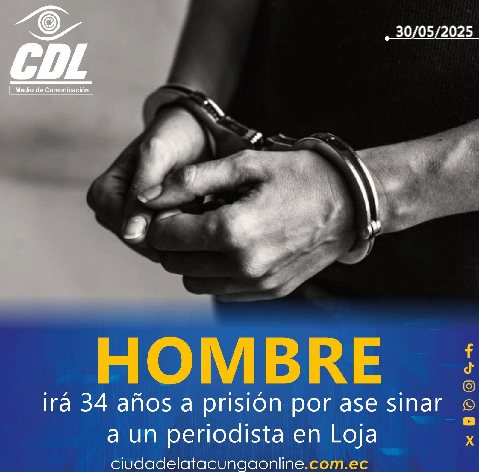 Un hombre irá 34 años a prisión por asesinar a un periodista en Loja