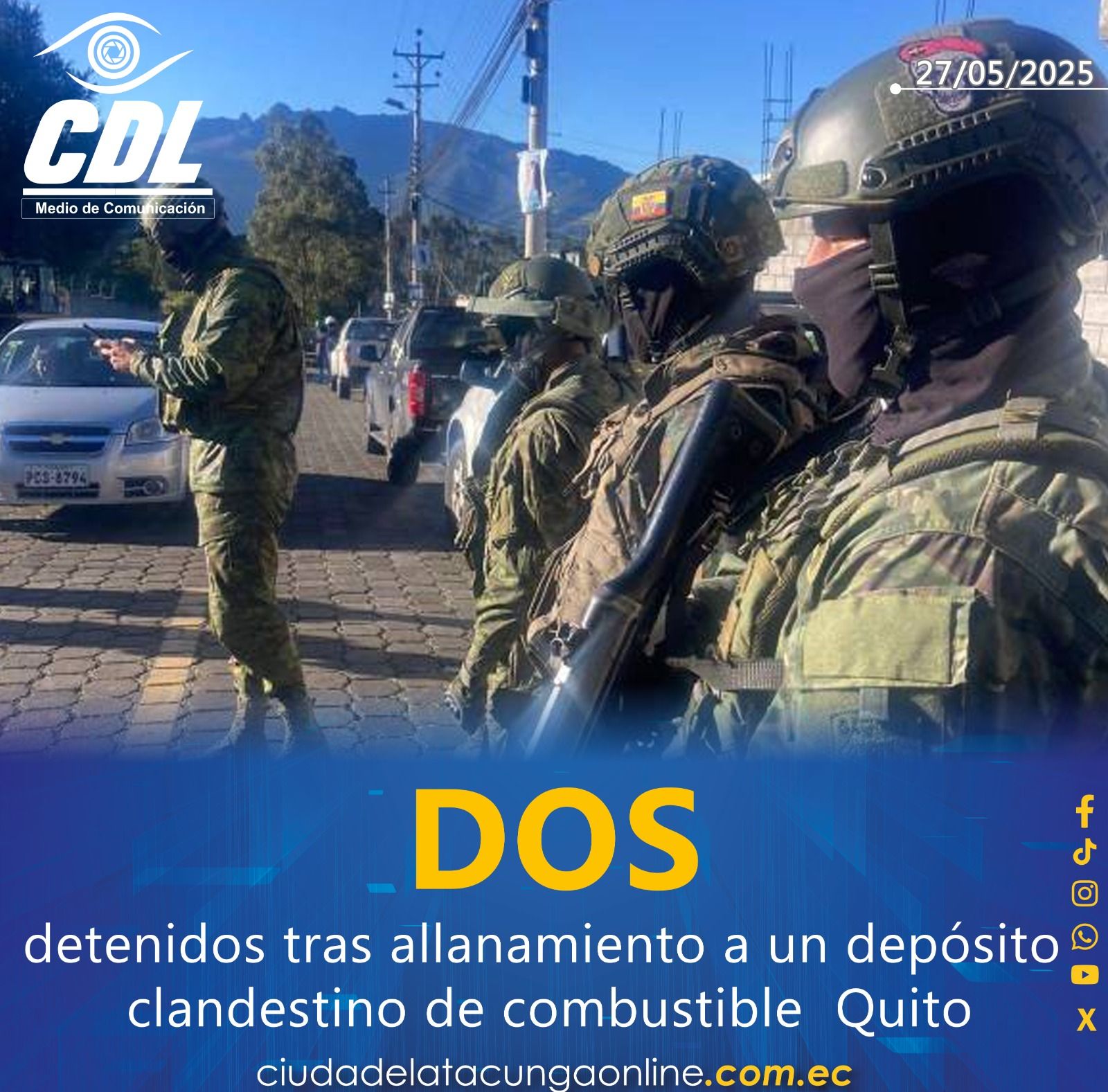 Dos detenidos tras allanamiento a un depósito clandestino de combustible en el sur de Quito