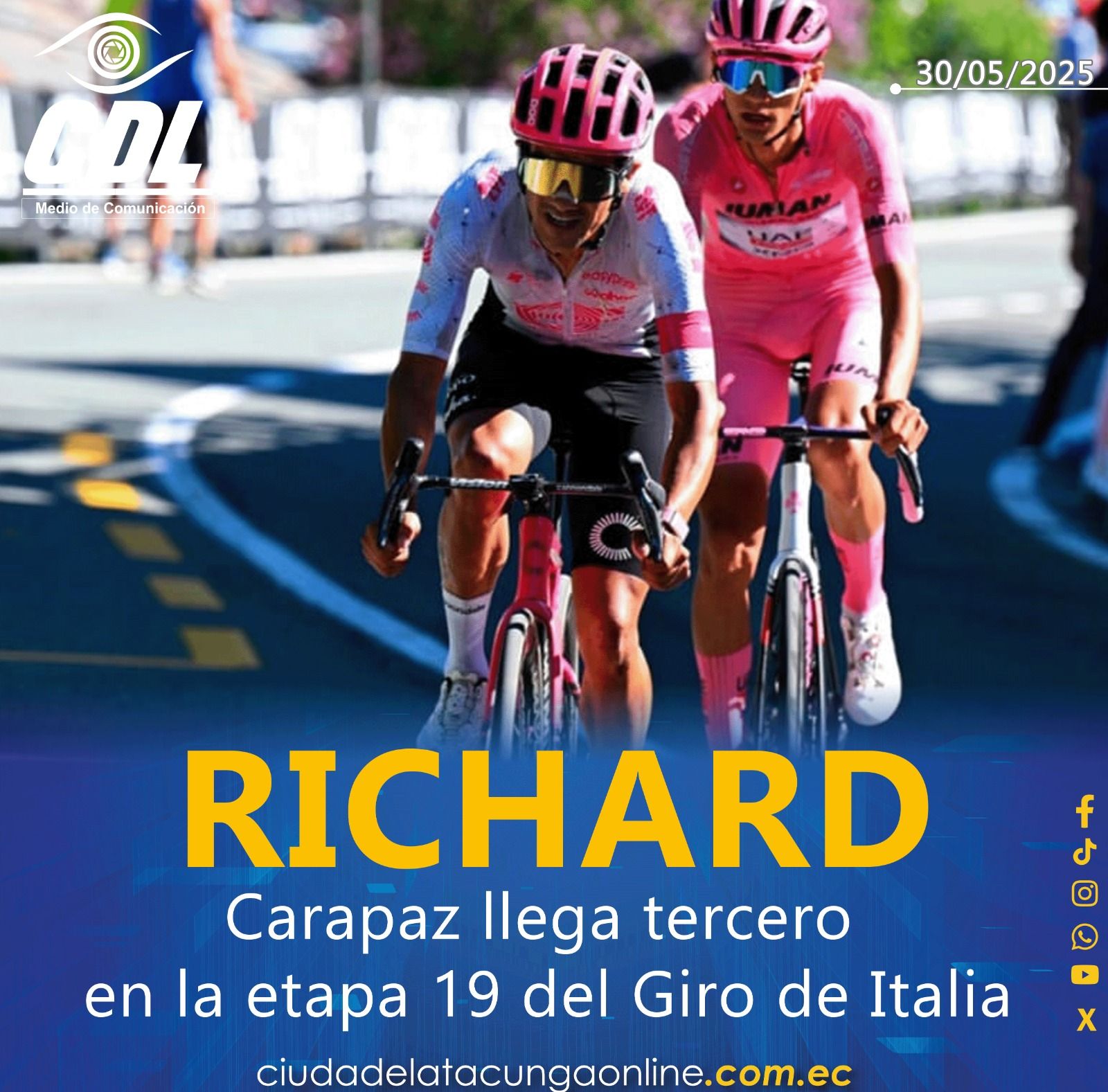 ¡Ecuador es Carapaz! Richie llega tercero en la etapa 19 del Giro de Italia