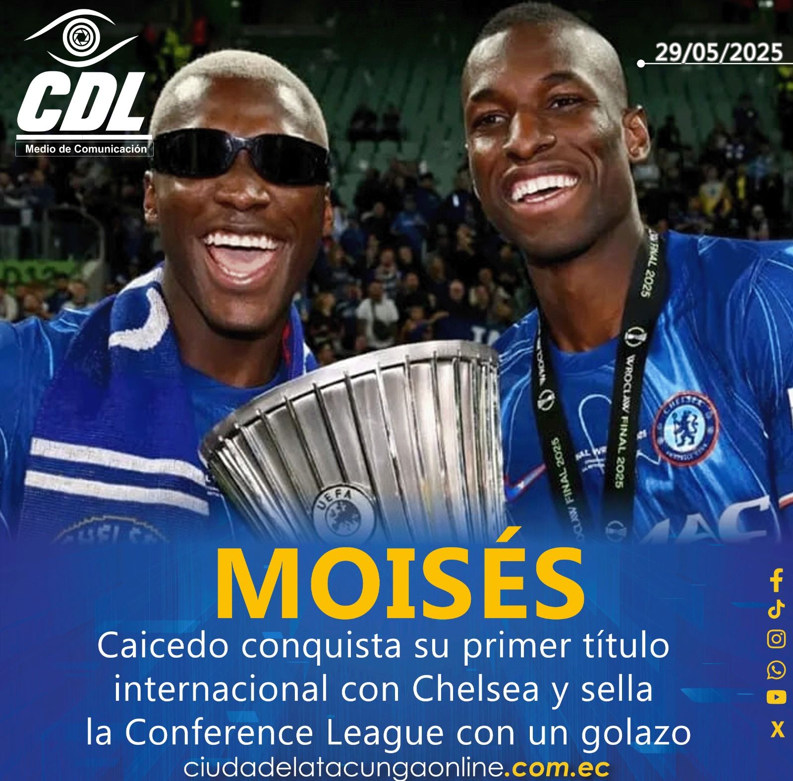 Moisés Caicedo conquista su primer título internacional con Chelsea y sella la Conference League con un golazo