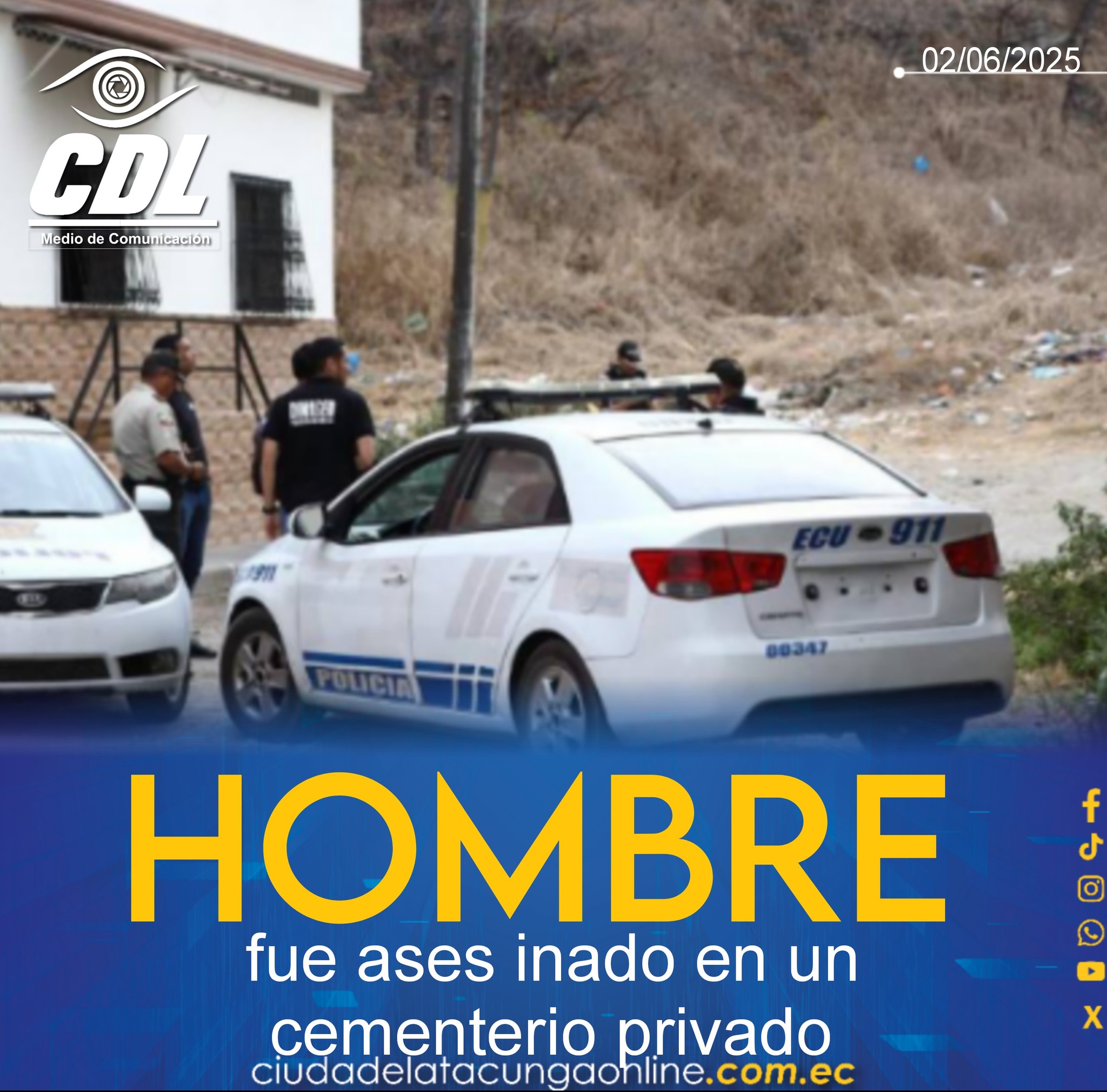 Manta: Un hombre fue ases inado en un cementerio privado