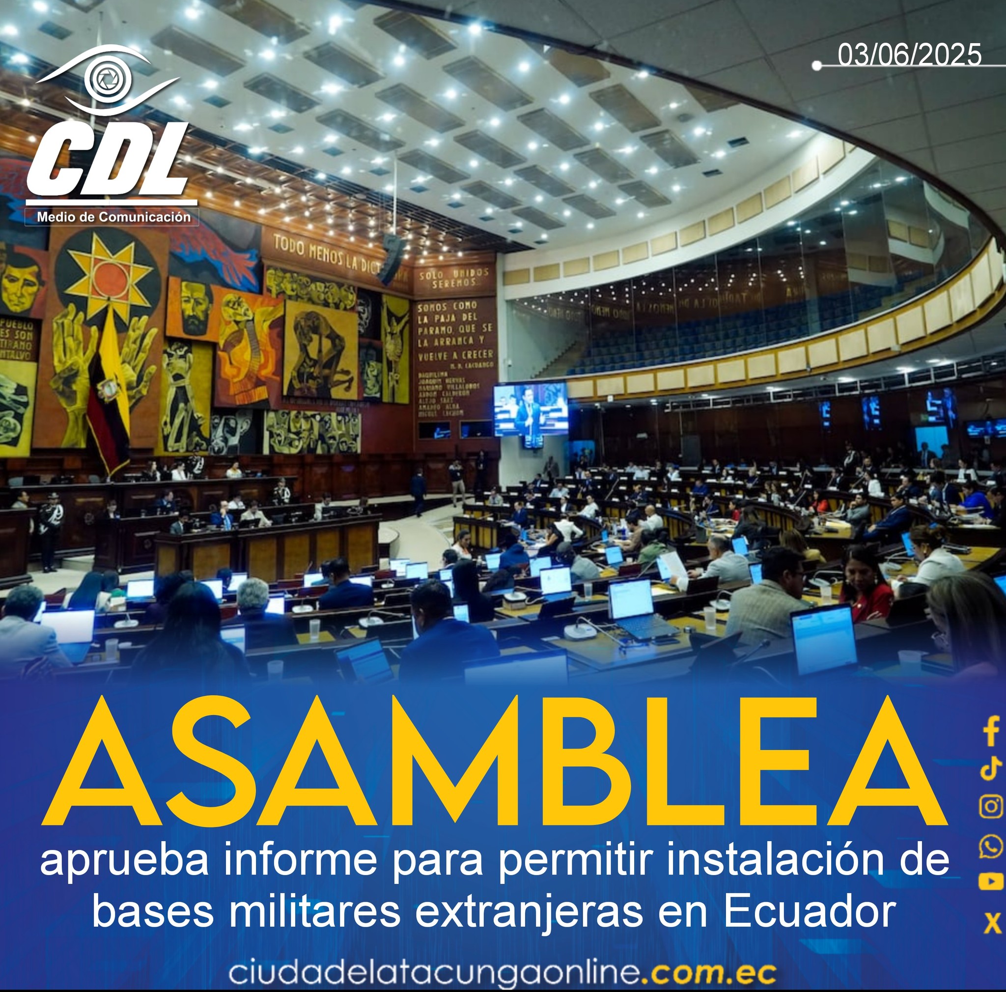 La Asamblea aprueba informe para permitir instalación de bases militares extranjeras en Ecuador