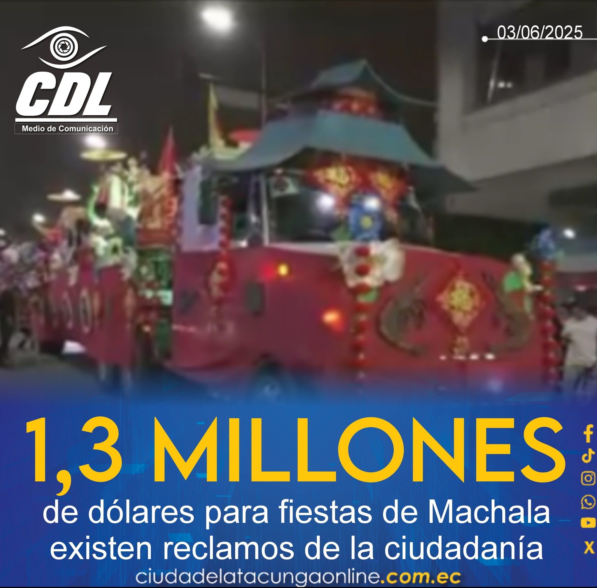 1,3 Millones de dólares para fiestas de Machala existen reclamos de la ciudadanía