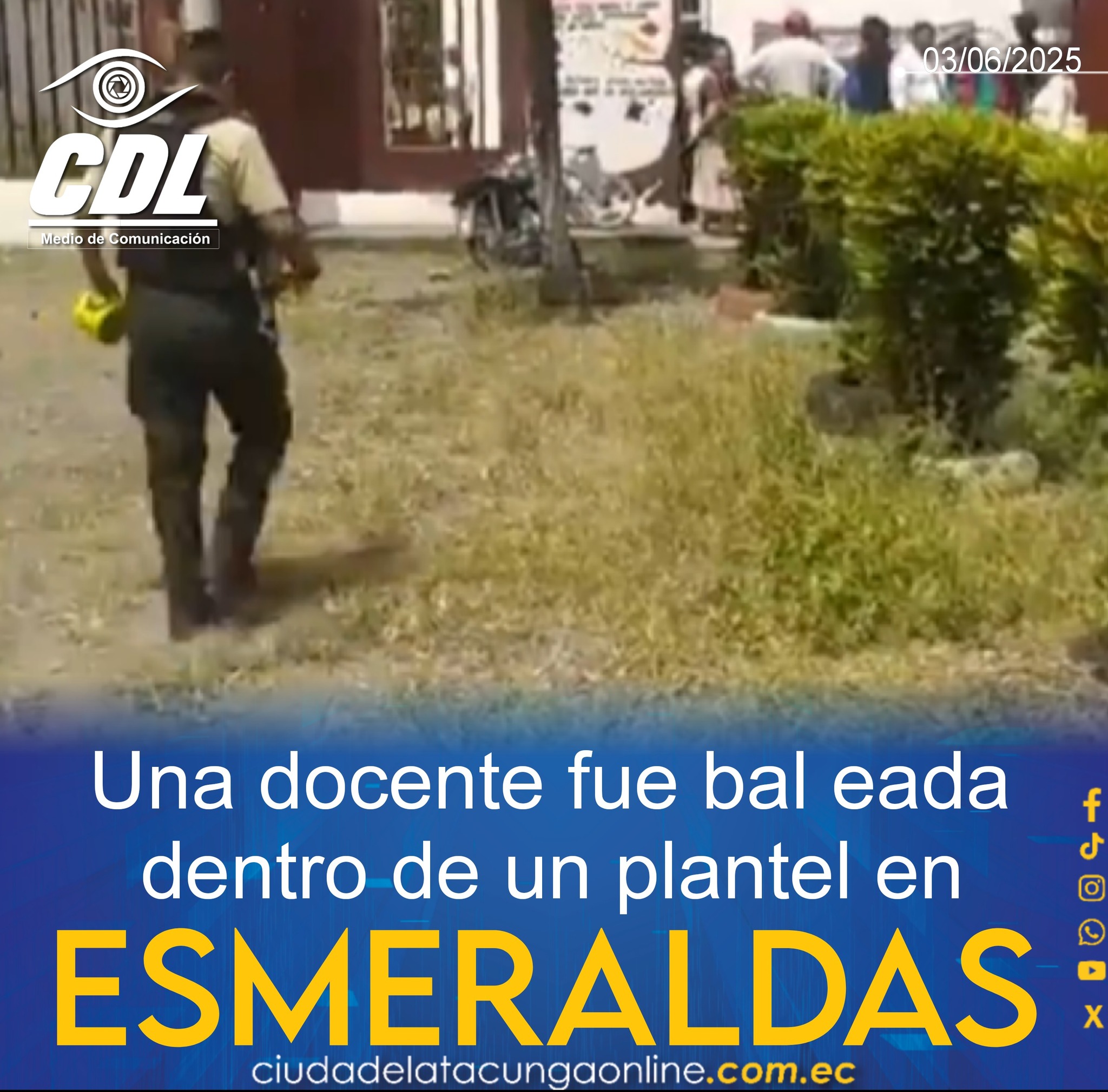 Una docente fue baleada dentro de un plantel en Esmeraldas